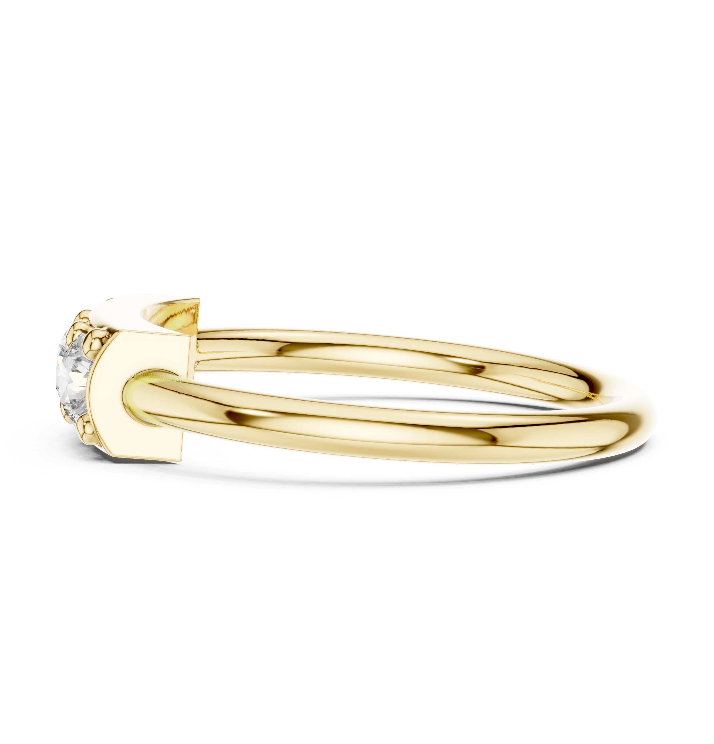The Jelgava Ring - Round Cut Geometric Three-Stone Bar Ring