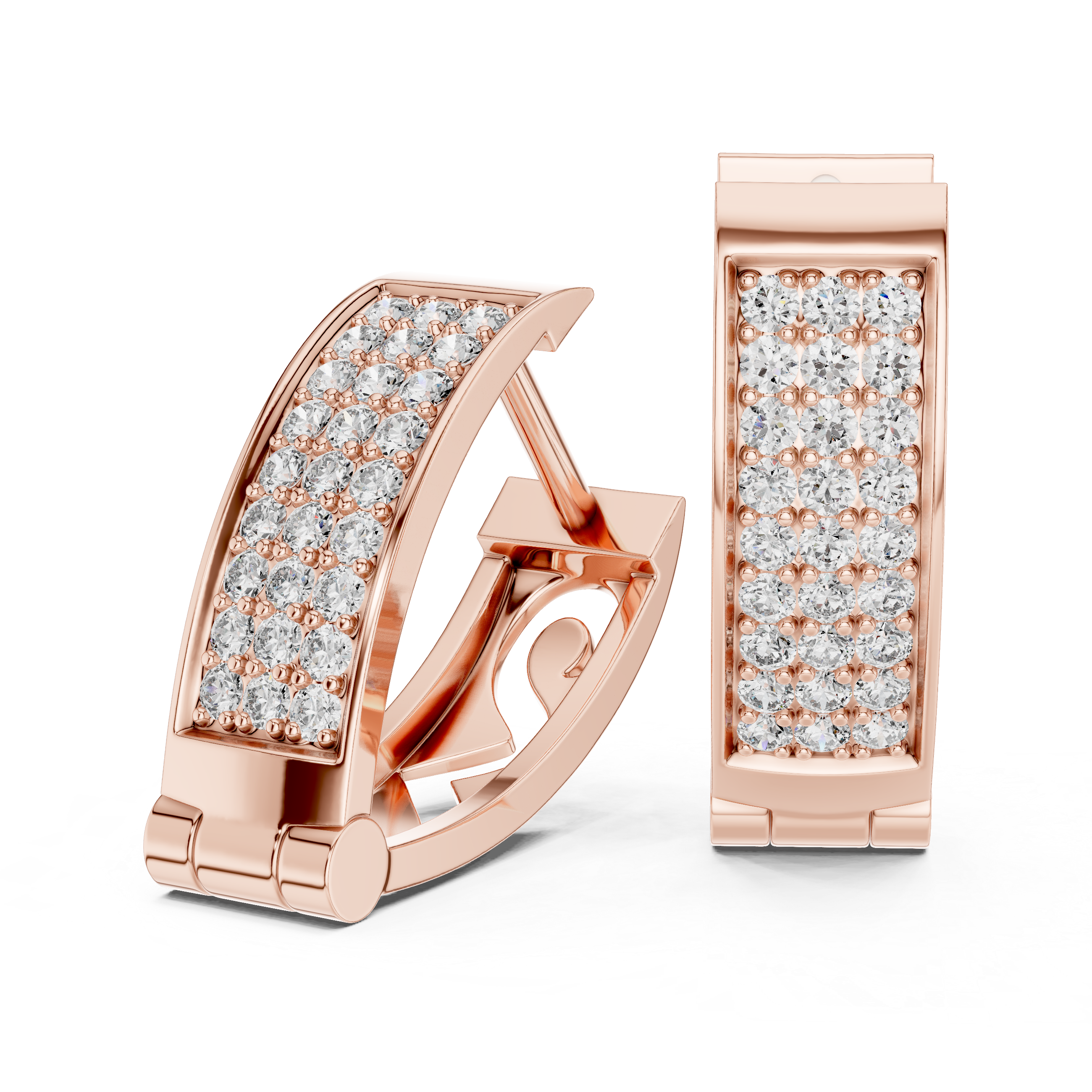 The Cagliari Earrings – Wide Tapered Pavé Diamond Huggie Hoops