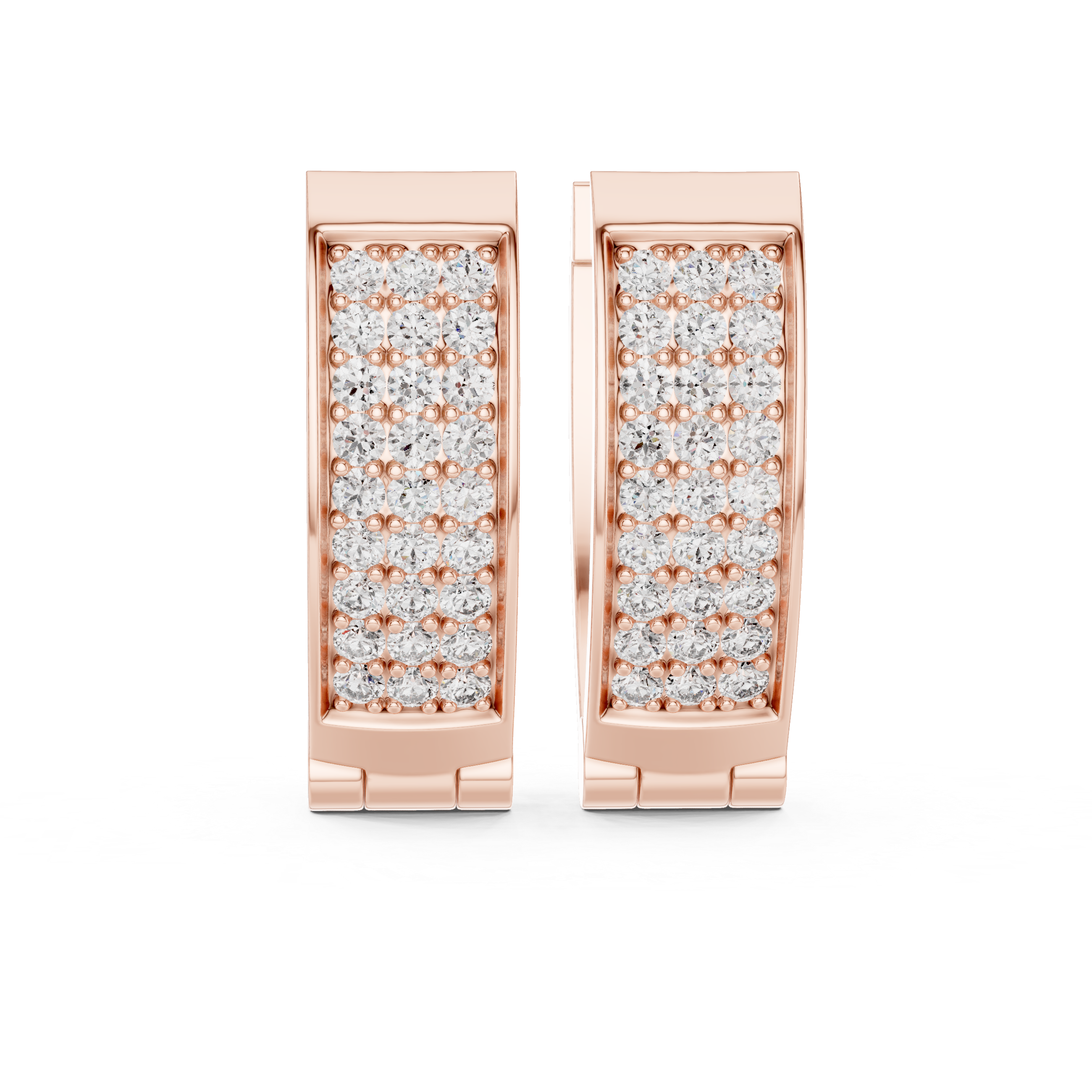 The Cagliari Earrings – Wide Tapered Pavé Diamond Huggie Hoops