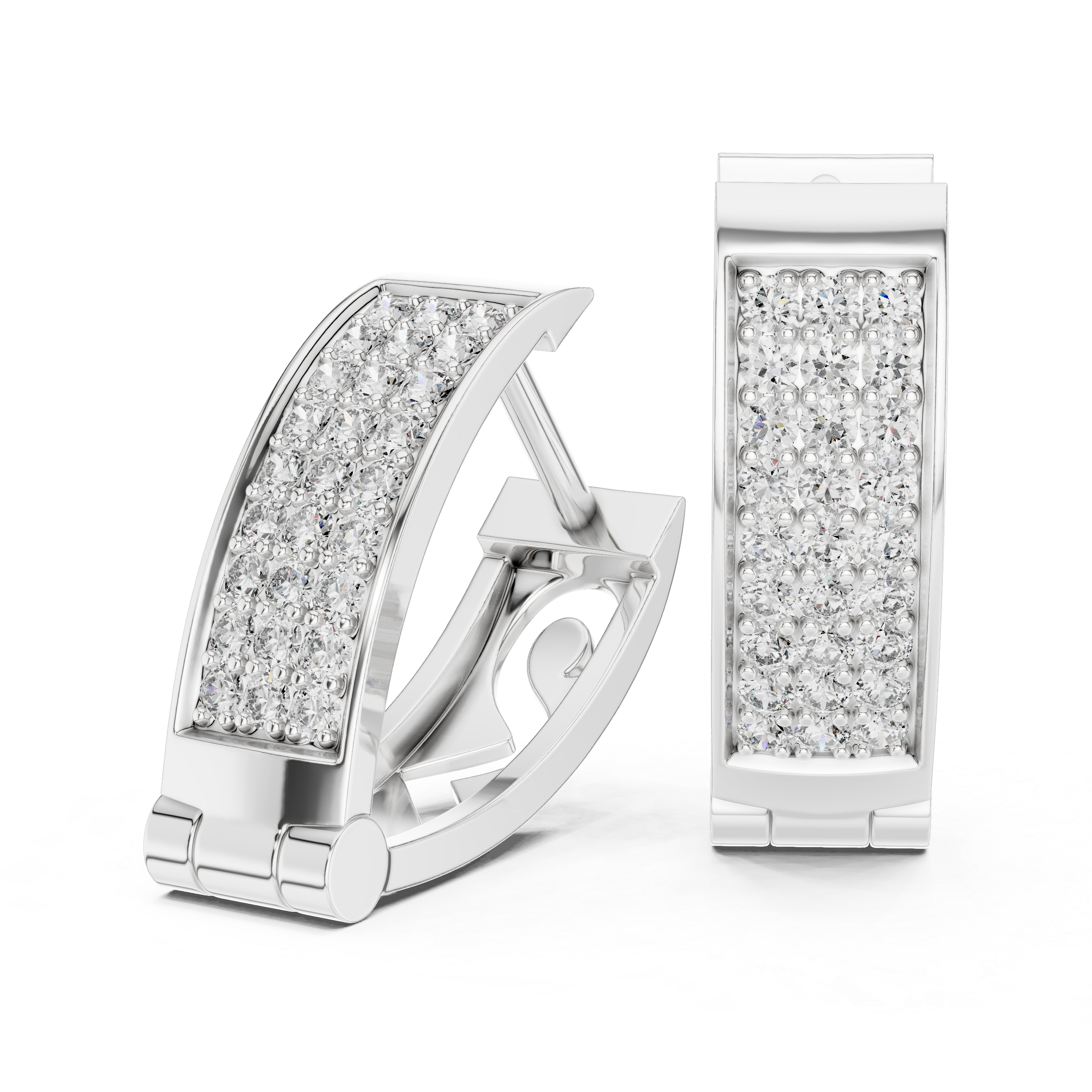 The Cagliari Earrings – Wide Tapered Pavé Diamond Huggie Hoops