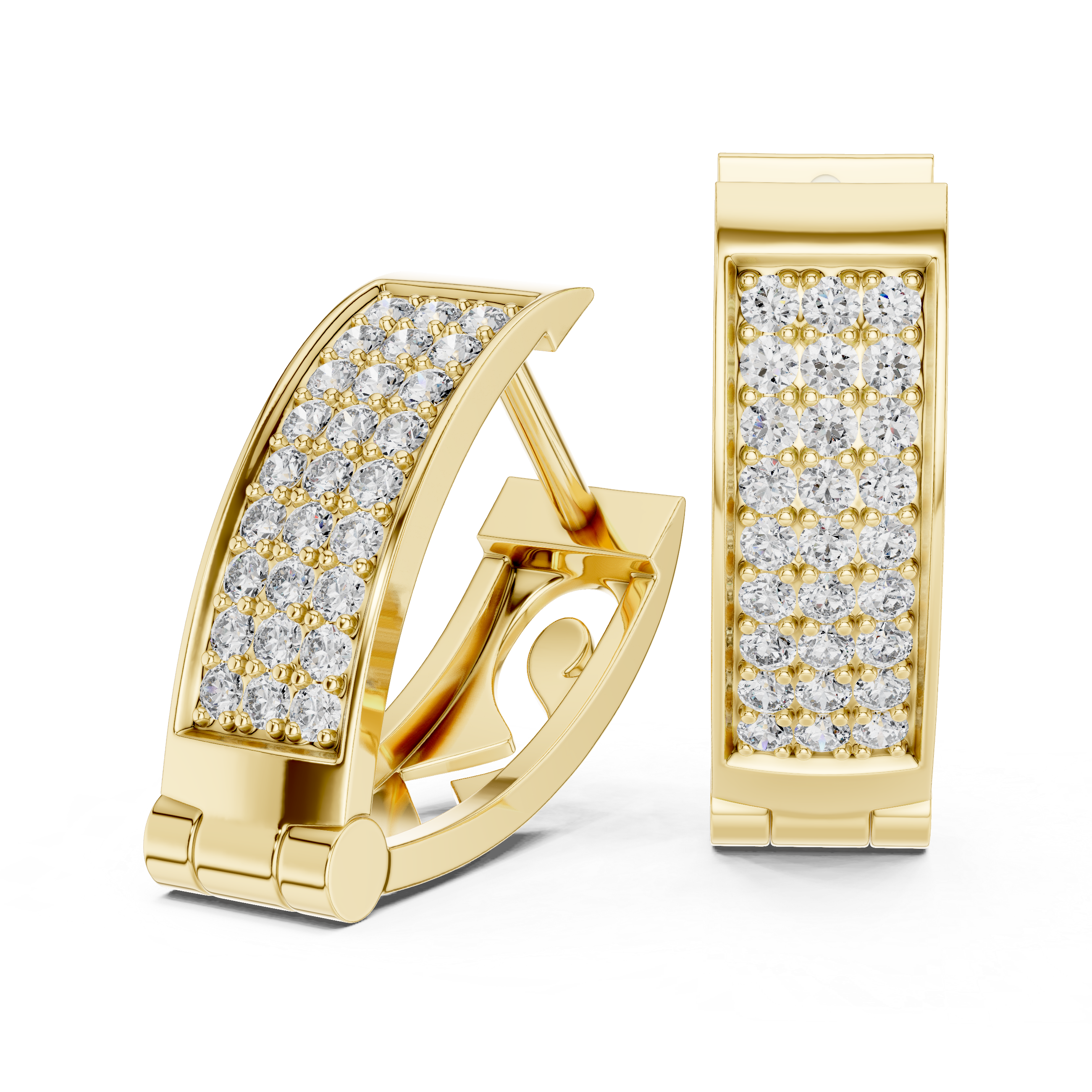 The Cagliari Earrings – Wide Tapered Pavé Diamond Huggie Hoops