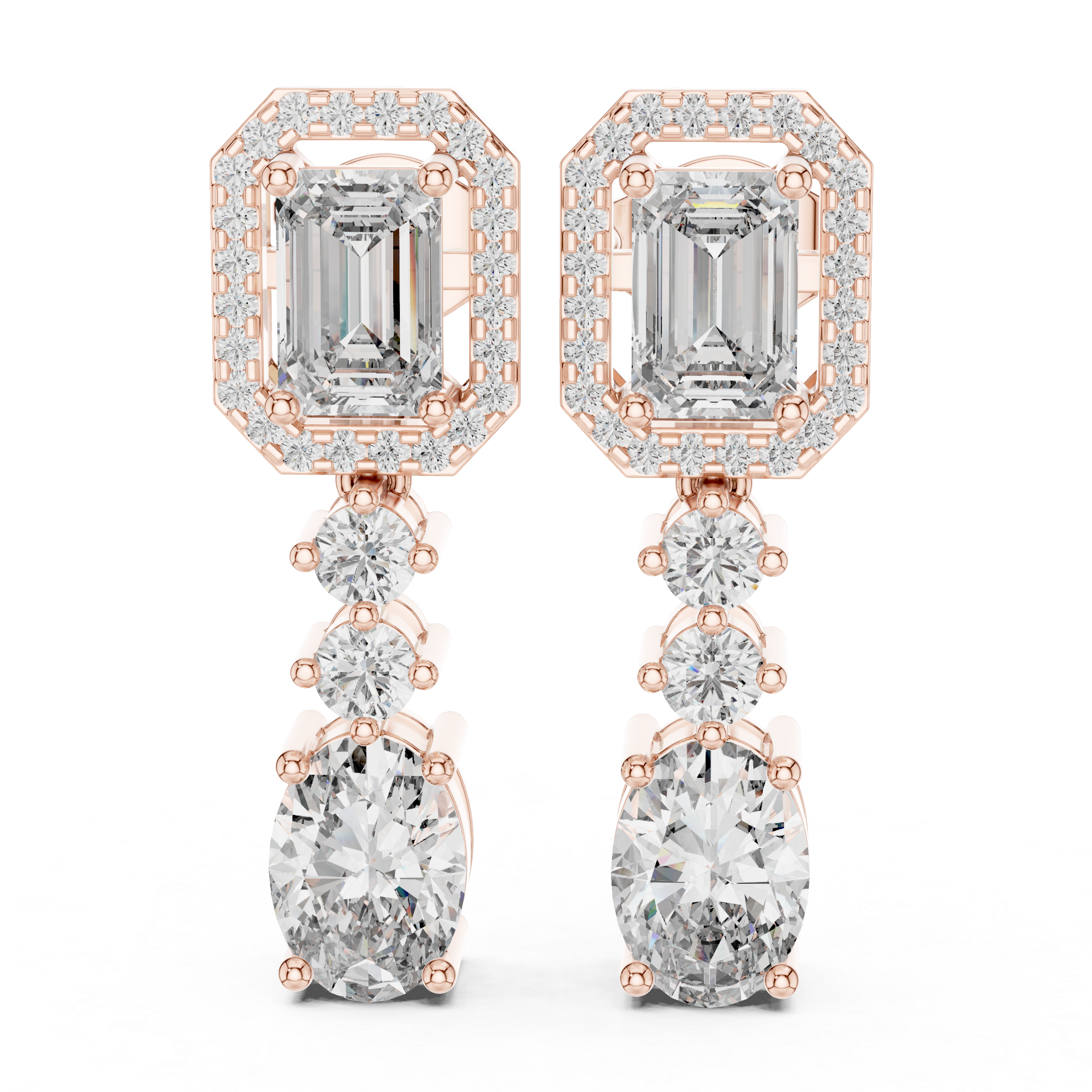 The Chichester Earrings – Mixed Shape Halo Drop Diamond Earrings