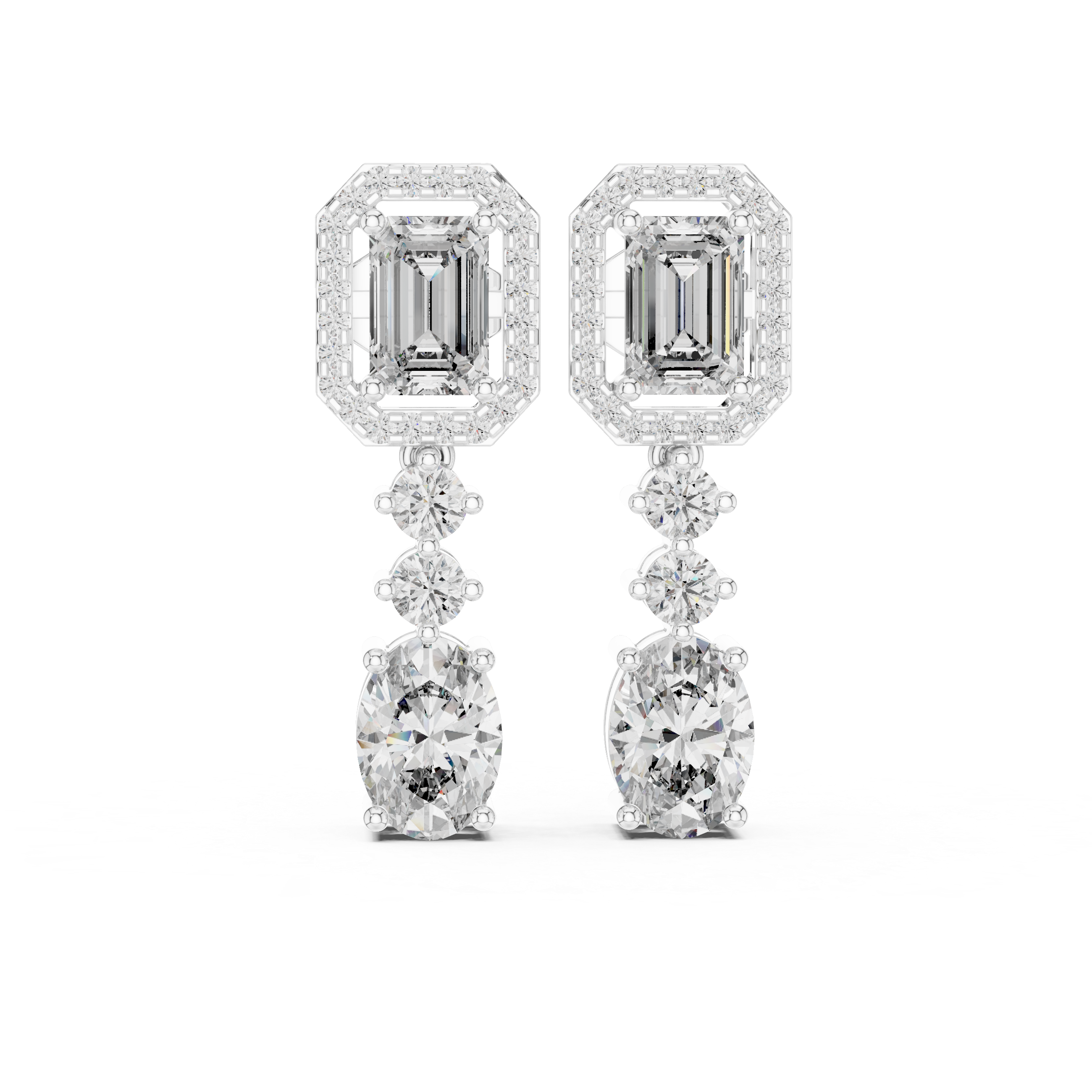The Chichester Earrings – Mixed Shape Halo Drop Diamond Earrings