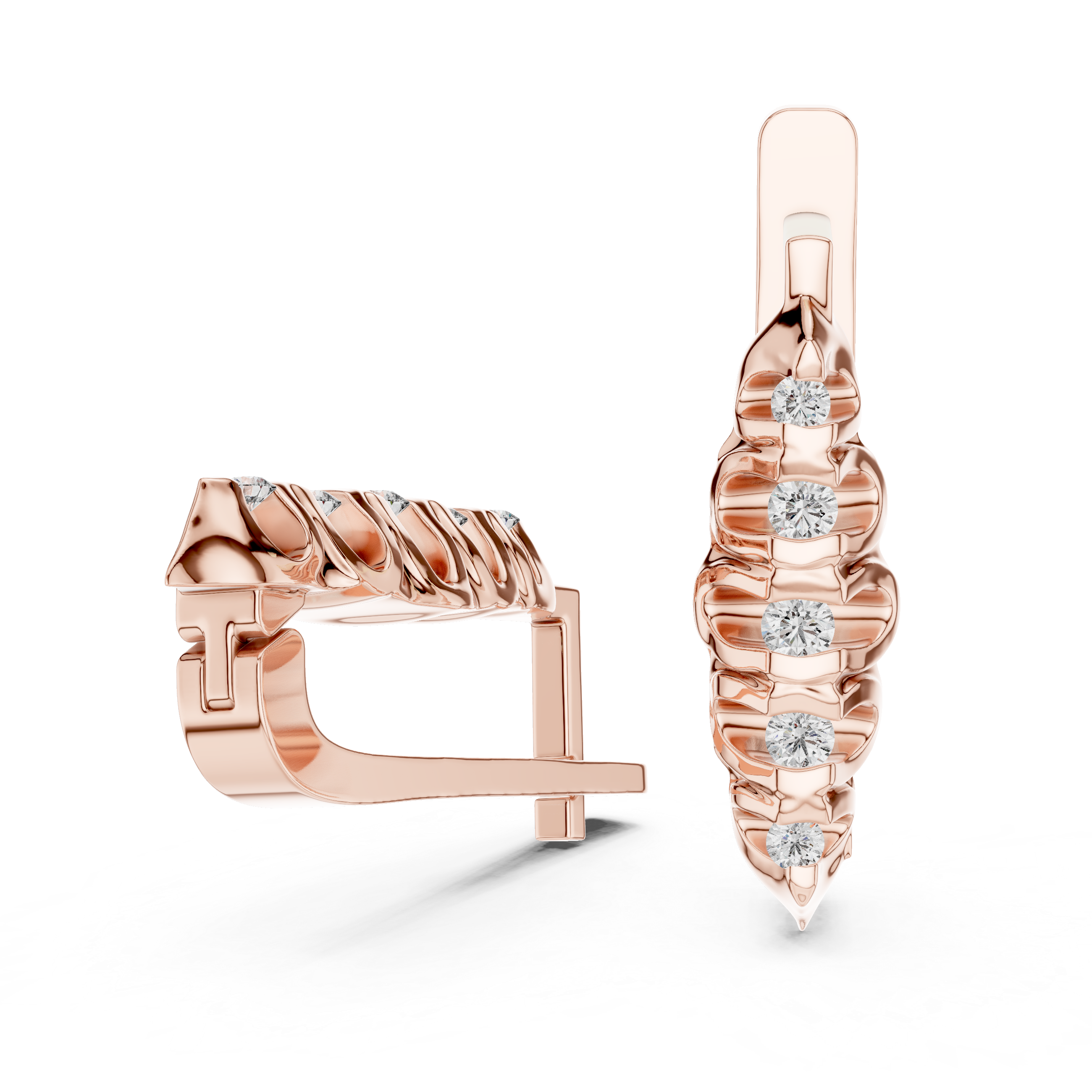 The Ortisei Earrings – Sculptural Collet Graduated Diamond J-Hoops