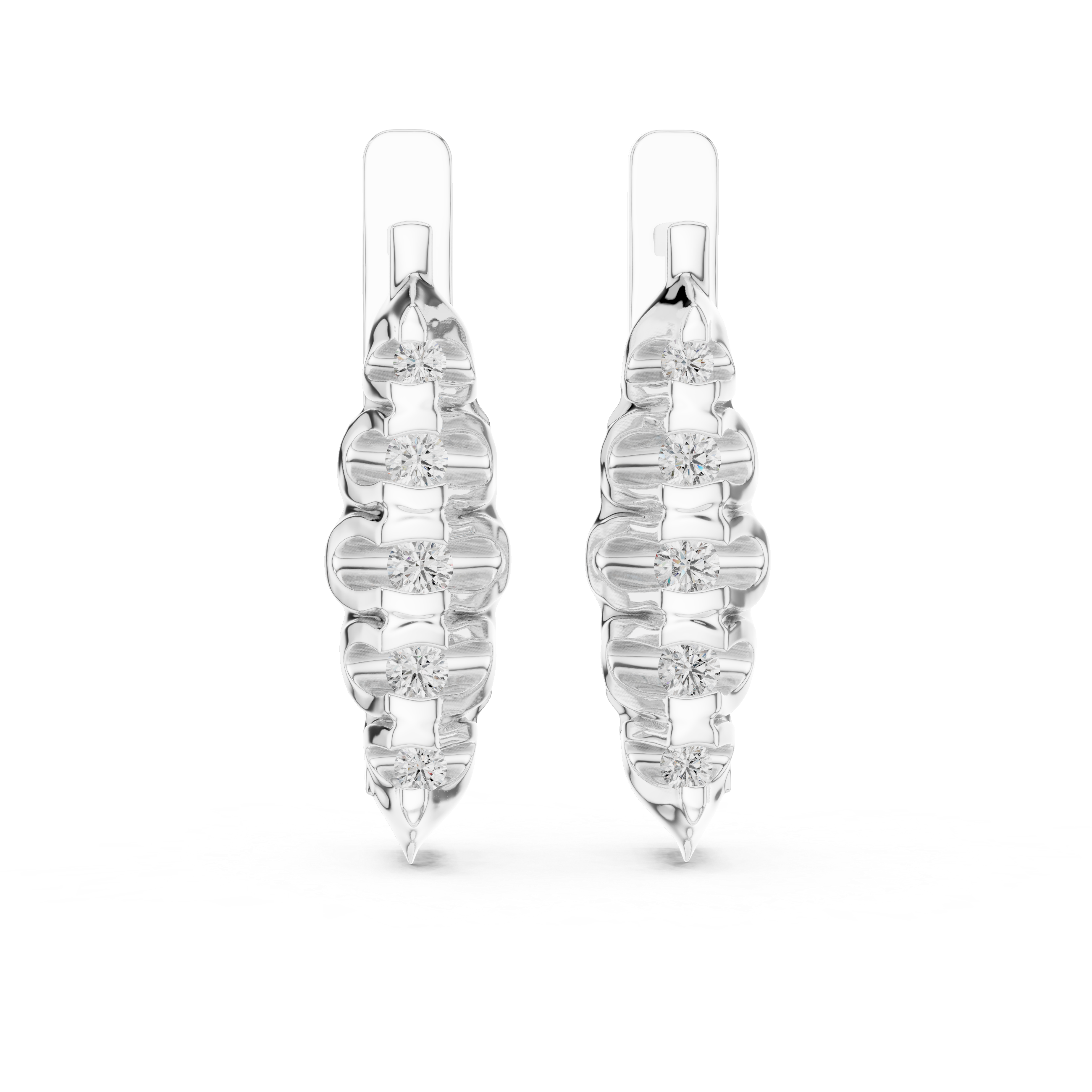 The Ortisei Earrings – Sculptural Collet Graduated Diamond J-Hoops