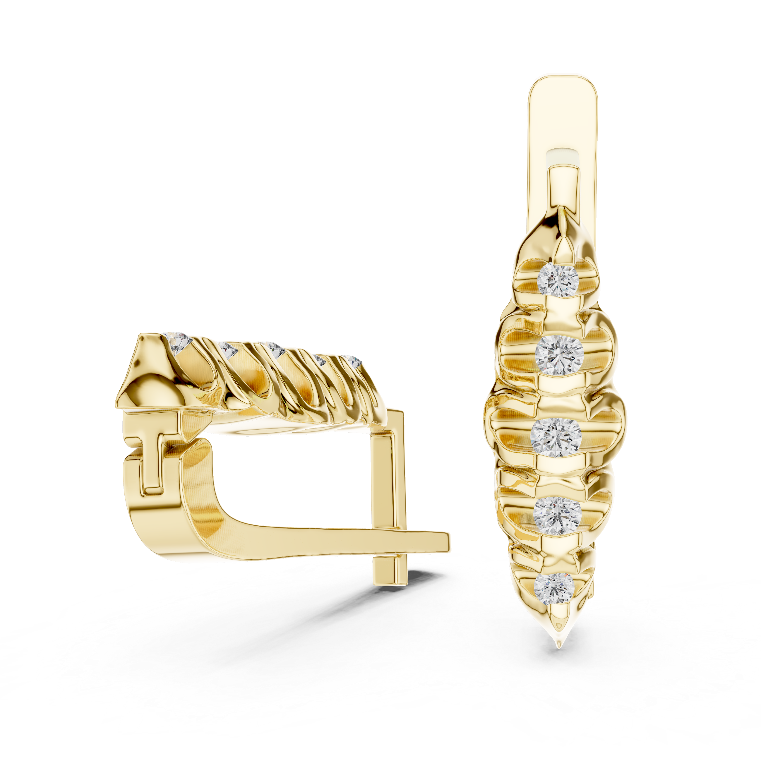 The Ortisei Earrings – Sculptural Collet Graduated Diamond J-Hoops