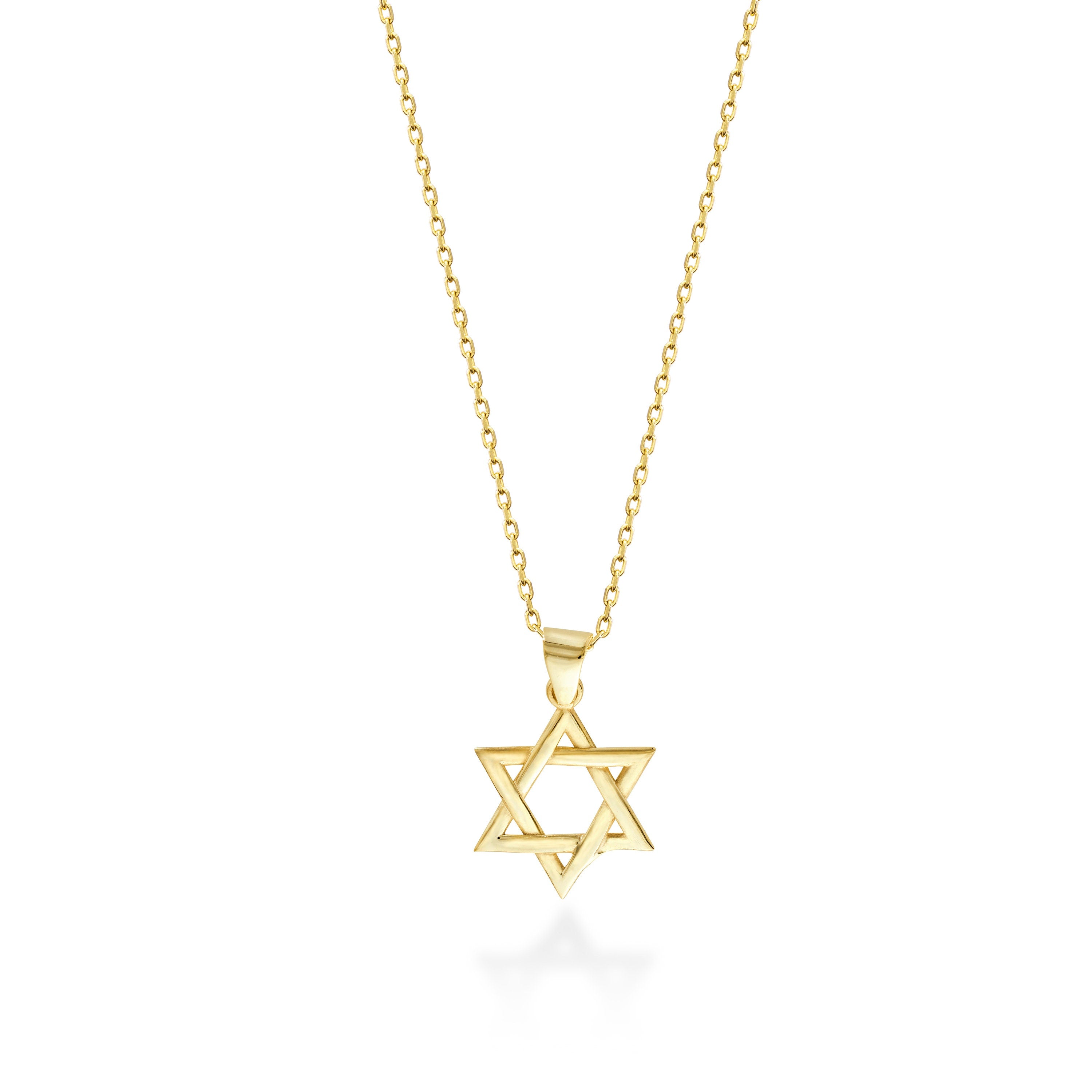 14K Solid Gold Star Of David Necklace