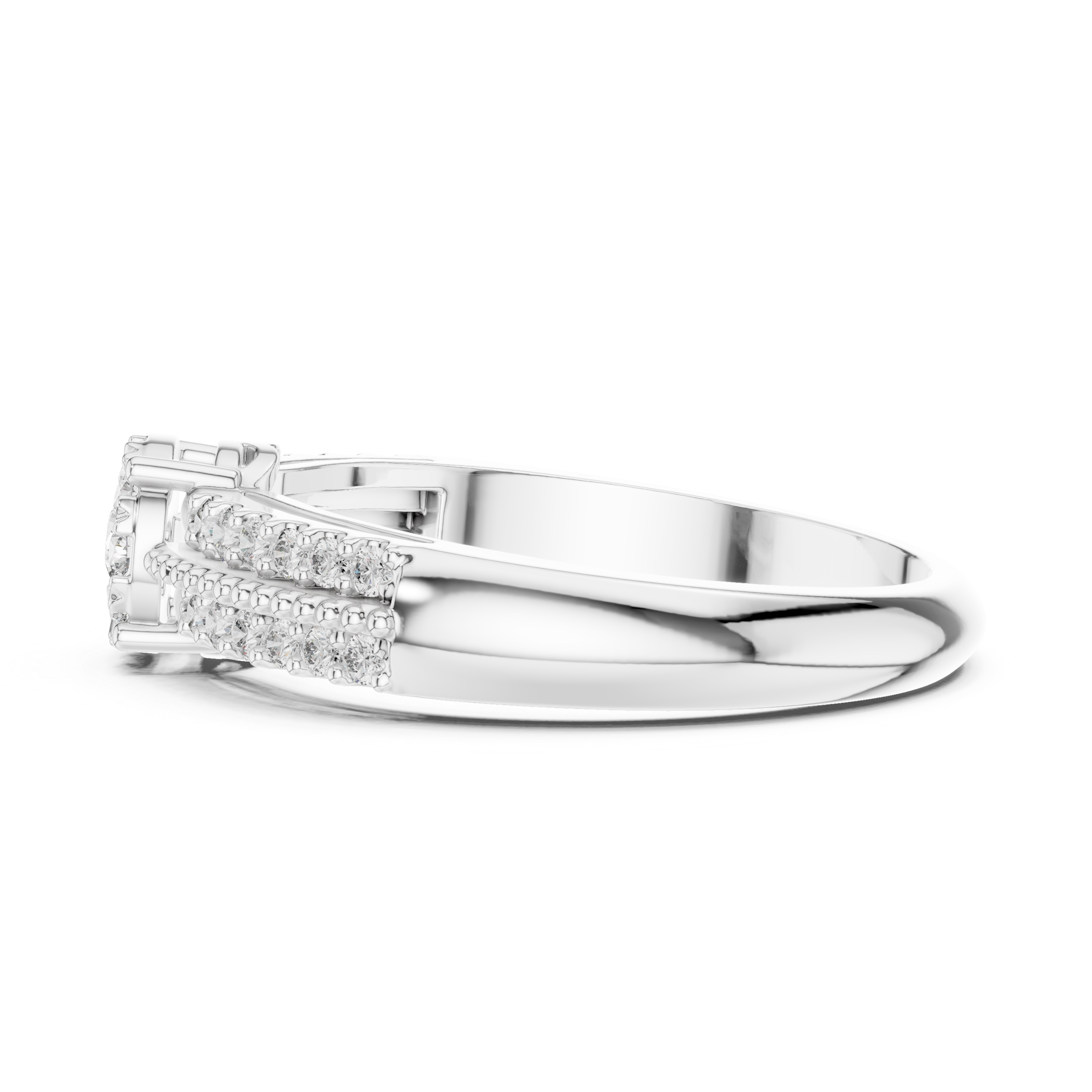 The Cabourg Ring - Floral Cluster Diamond Ring with Pavé Shank