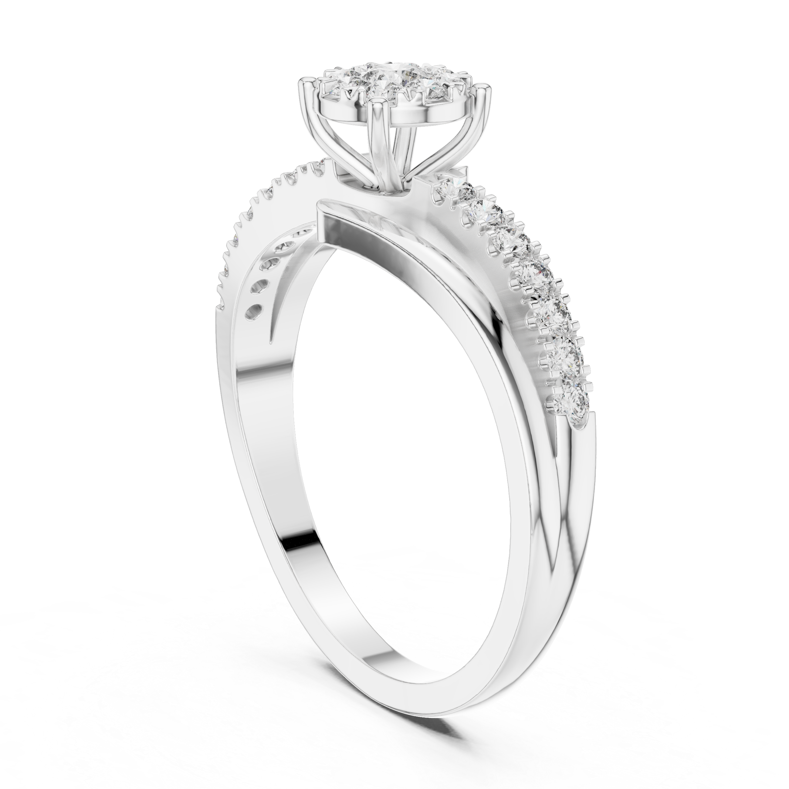 The Sitges Ring - Floral Cluster Bypass Engagement Ring