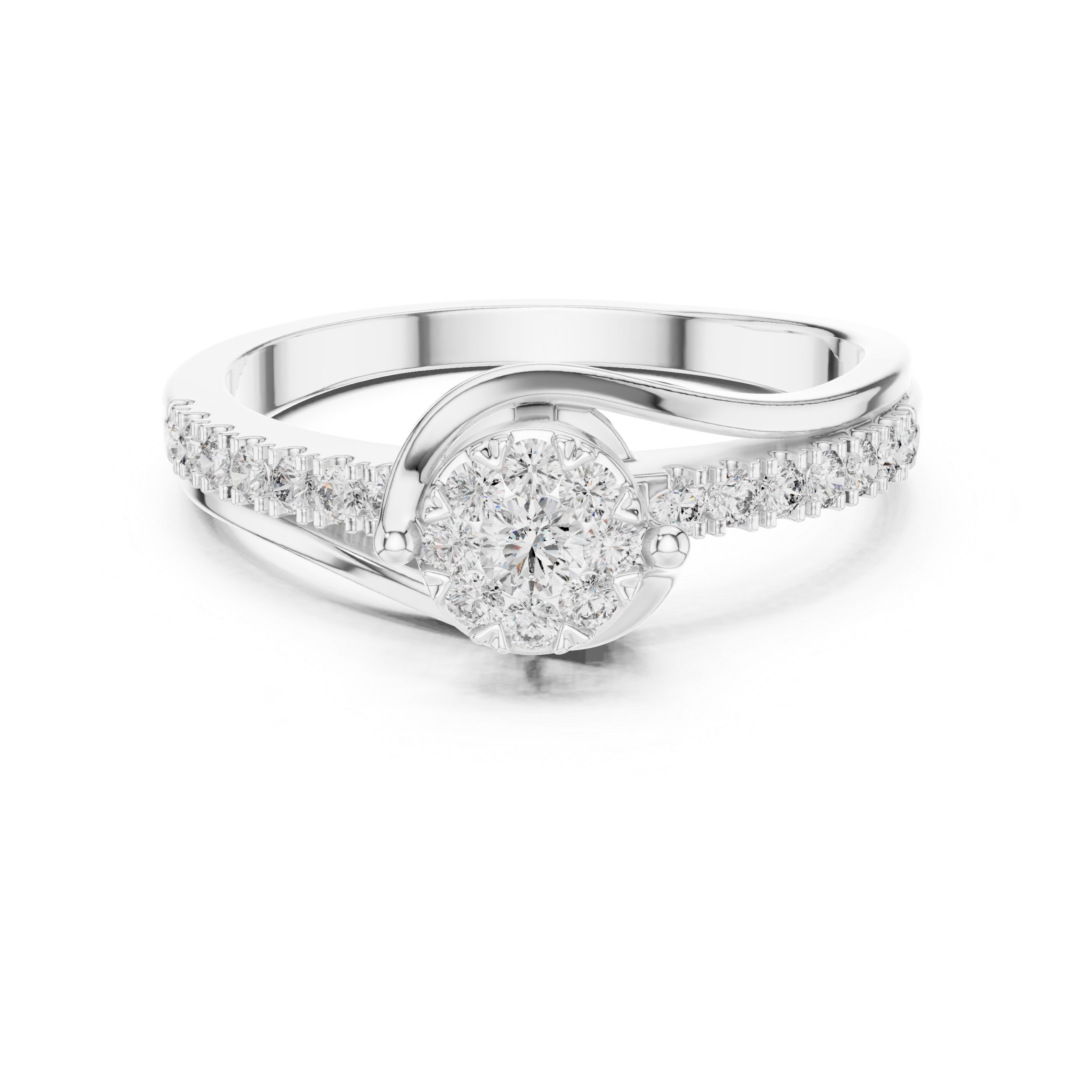 The Alella Ring - Floral Cluster Bypass Engagement Ring