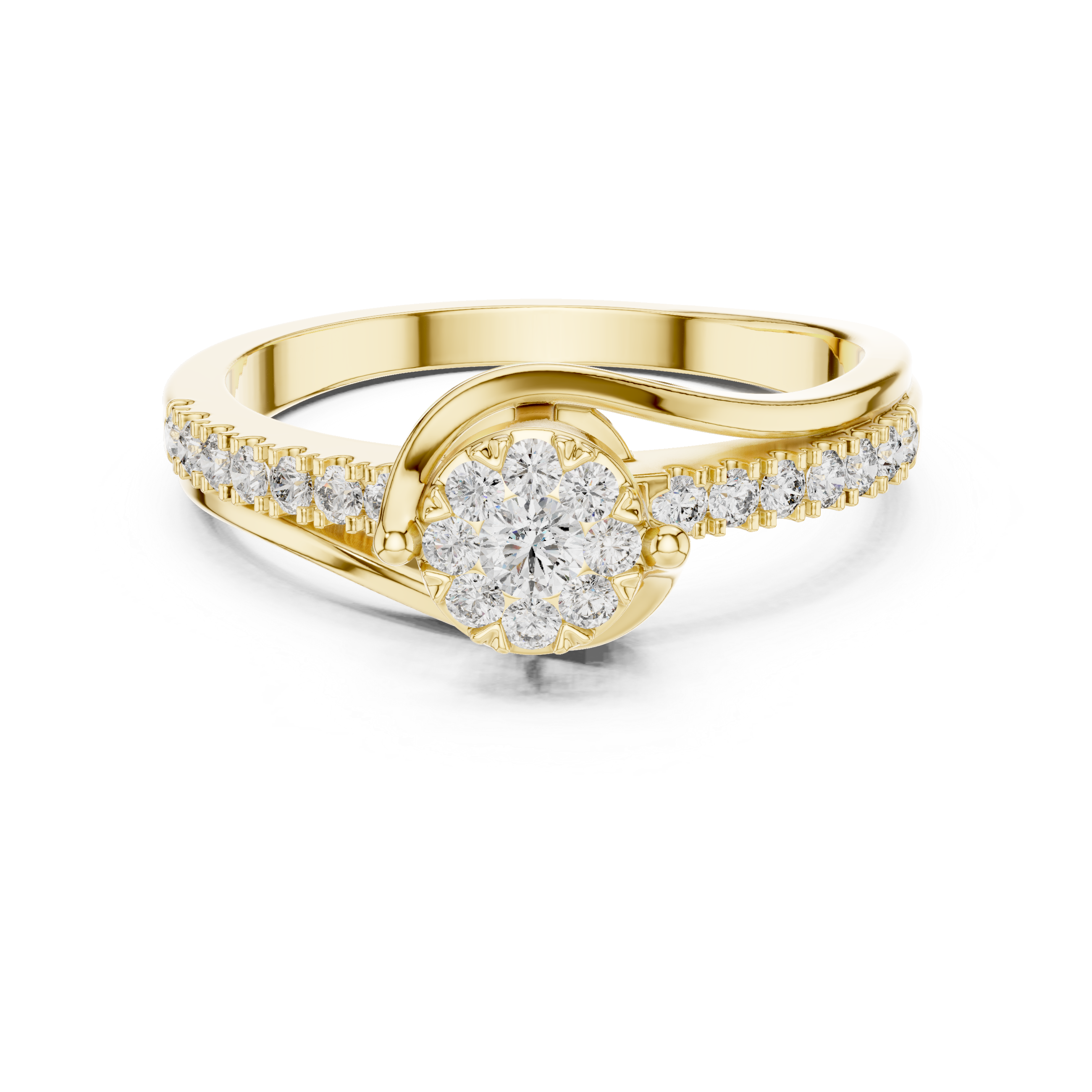 The Alella Ring - Floral Cluster Bypass Engagement Ring