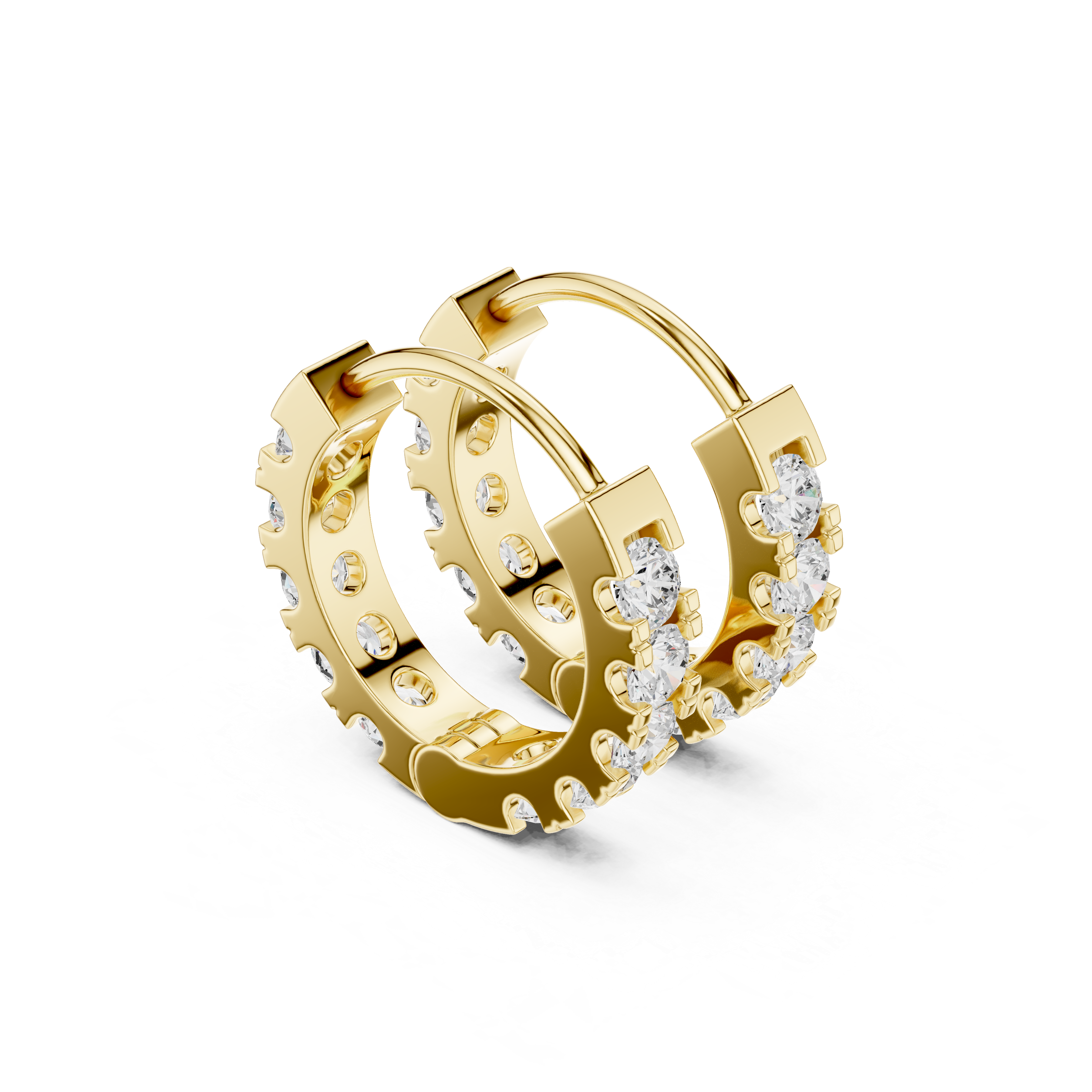 Muur Atelier Solid Gold Modern Architectural Diamond Hoops