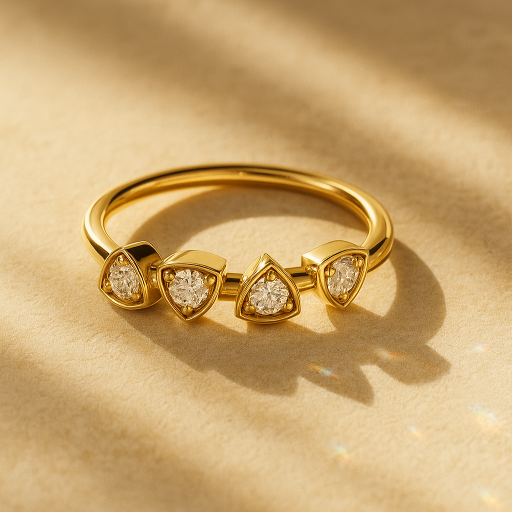 The Gulbene Ring - Geometric Triangle Bezel Diamond Band