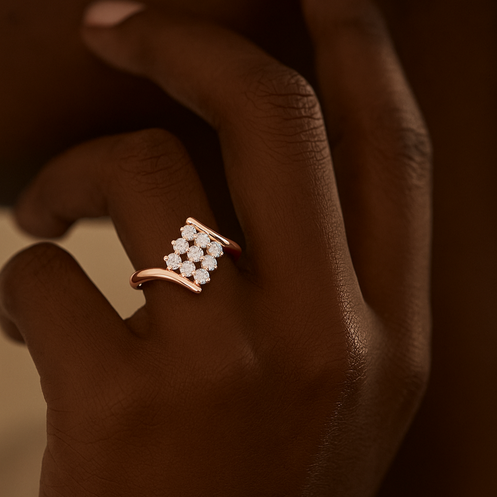 The Kokkola Ring - Round Cut Geometric Cluster Bypass Ring
