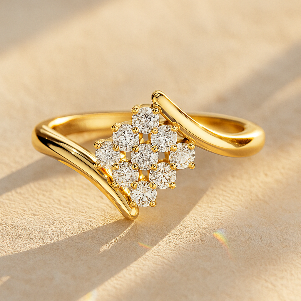 The Kokkola Ring - Round Cut Geometric Cluster Bypass Ring