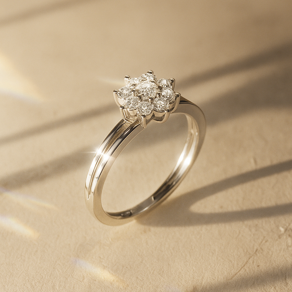 The Kuopio Ring - Round Cut Floral Cluster Split Shank Ring