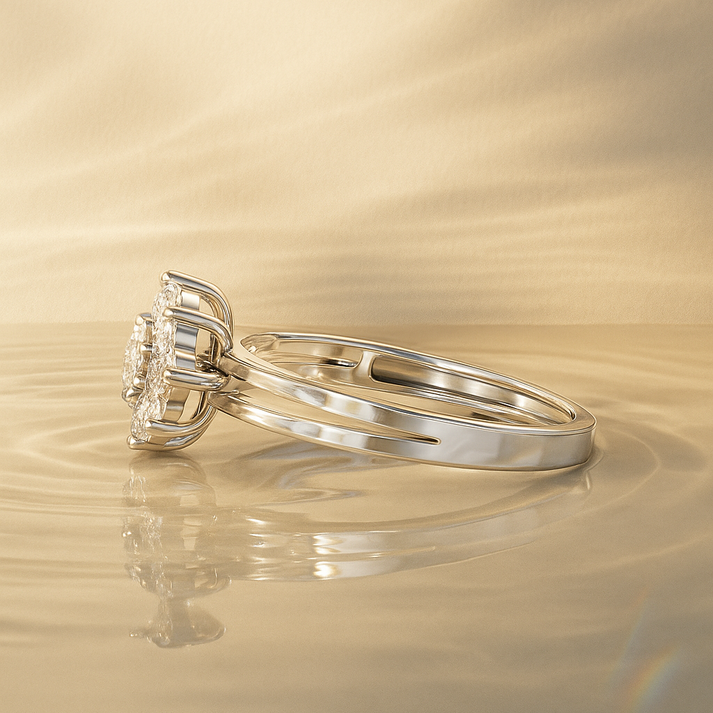 The Kuopio Ring - Round Cut Floral Cluster Split Shank Ring