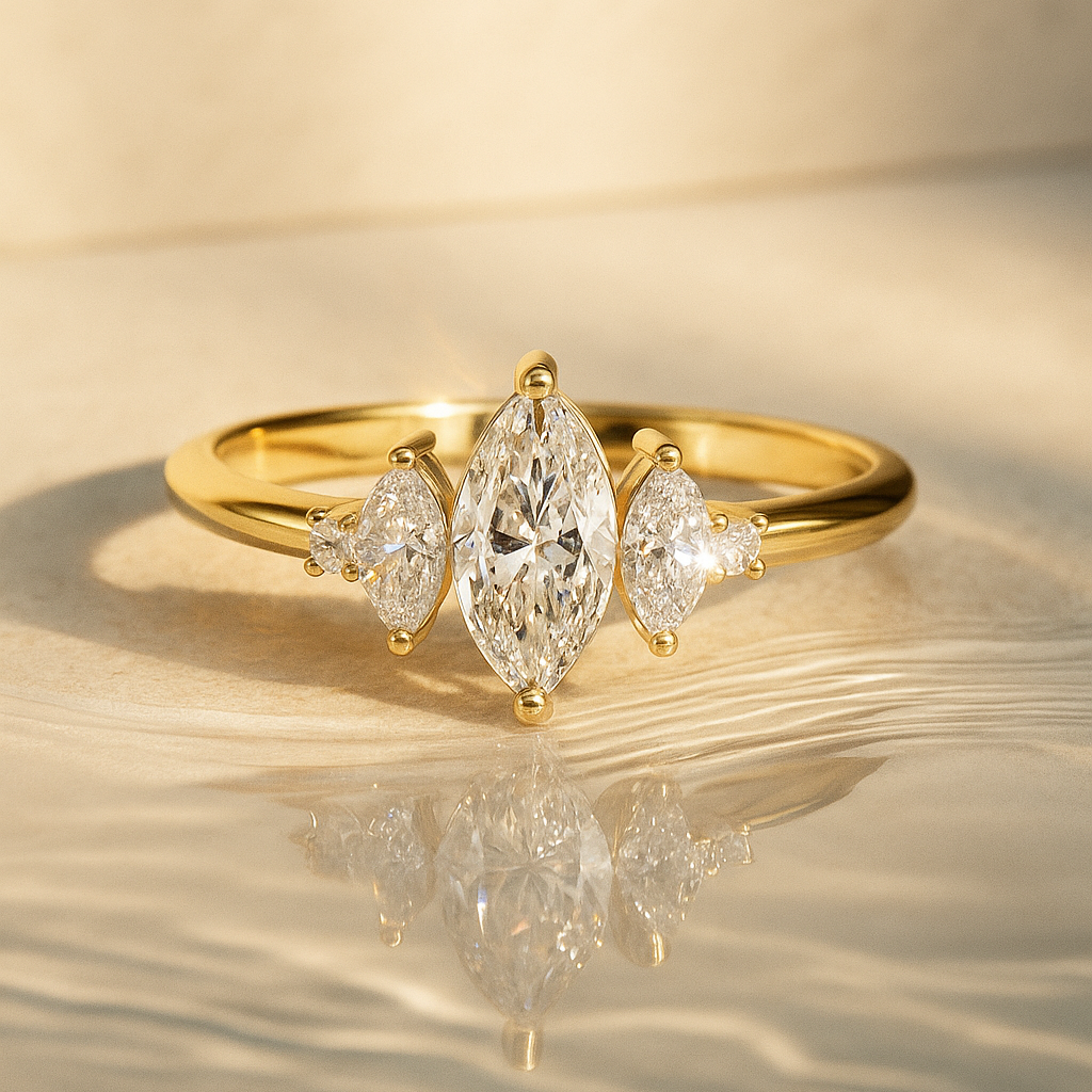 The Bastogne Ring - Marquise & Round Cut Five-Stone Geometric Diamond Ring