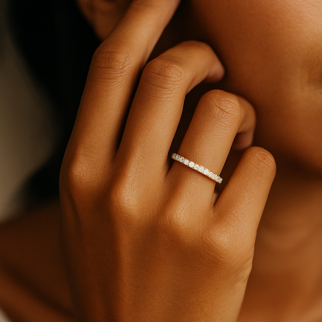 The Tallinn Ring - Round Cut Shared Prong Stackable Band