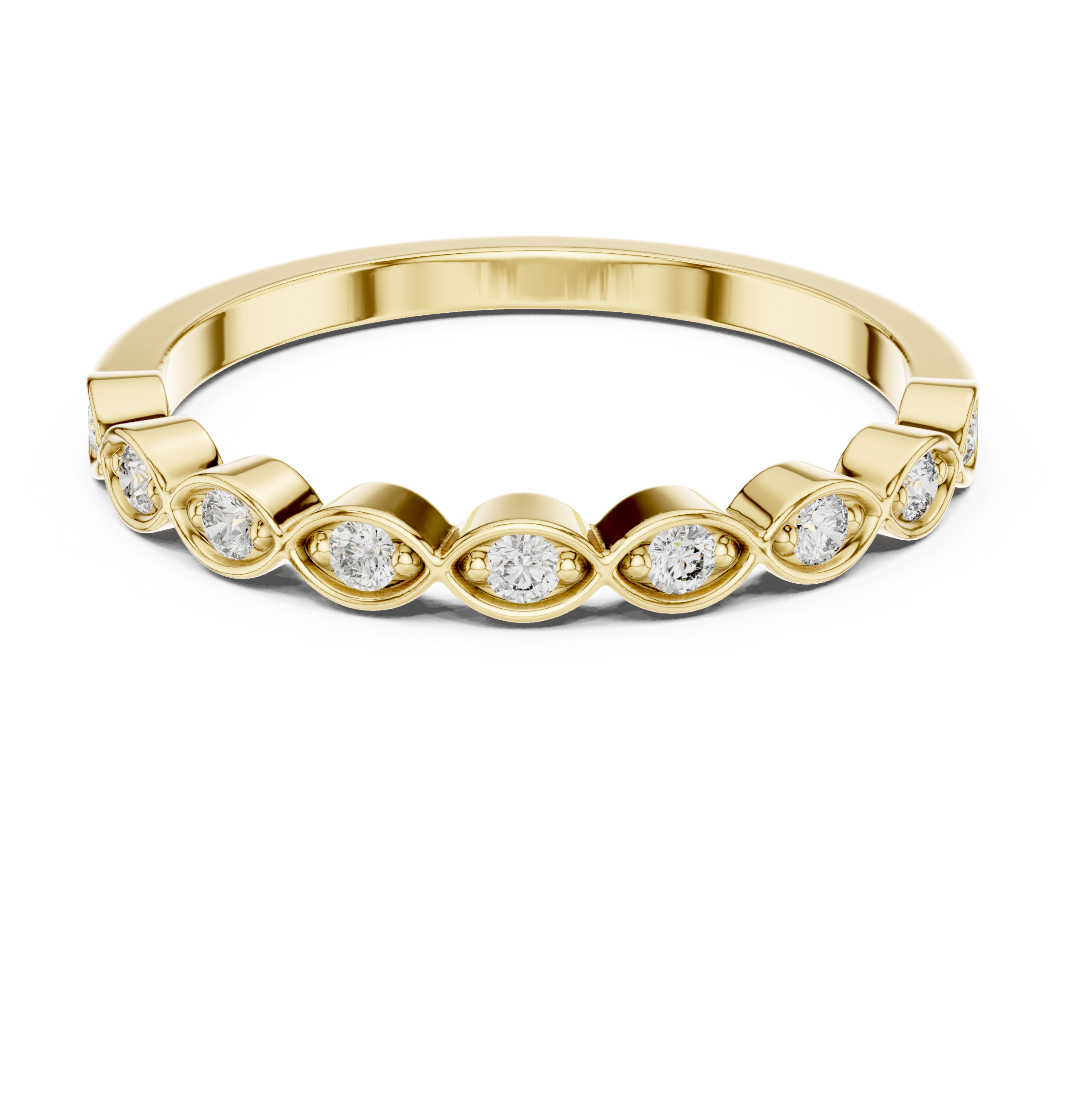 The Madona Ring - Round Cut Vintage Marquise-Link Band