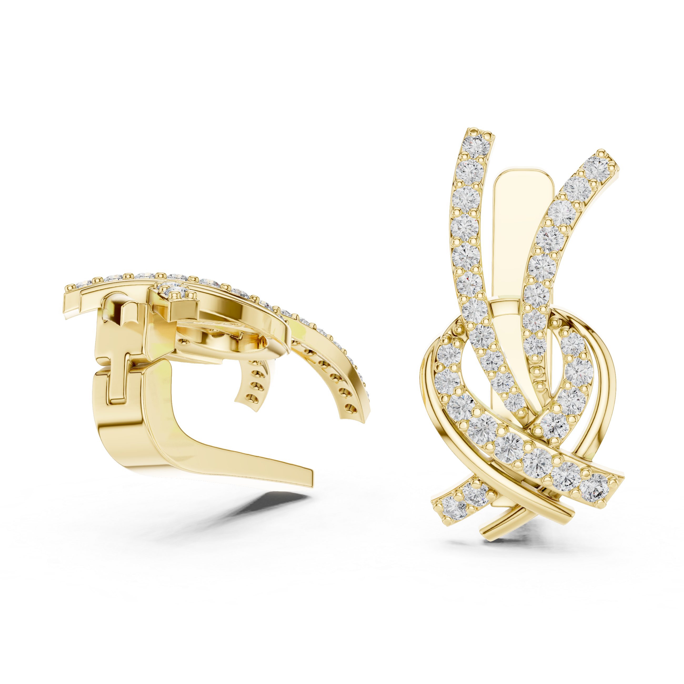 The Edinburgh Earrings – Interlocking Diamond Ribbon J-Hoops