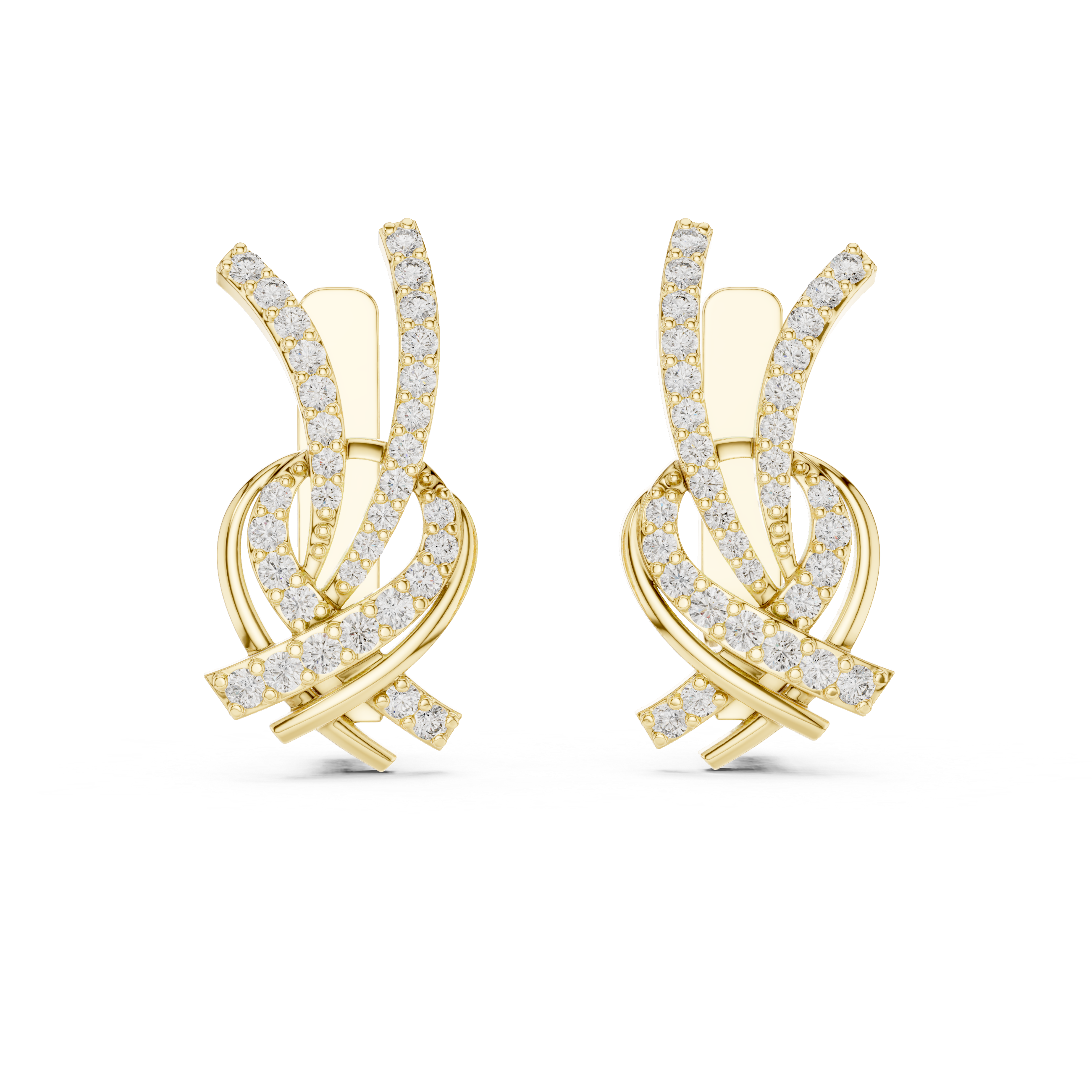 The Edinburgh Earrings – Interlocking Diamond Ribbon J-Hoops