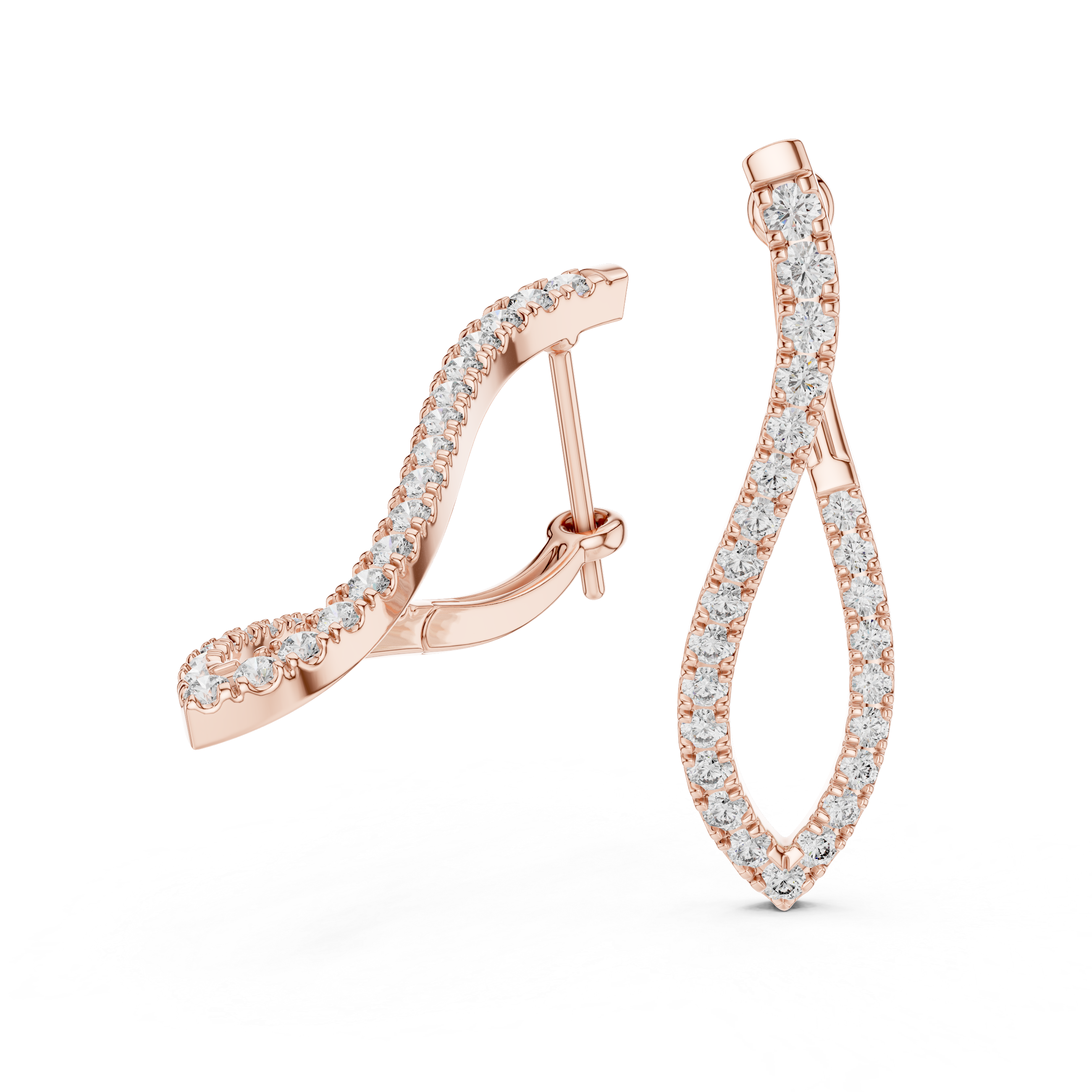 The Melbourne Earrings - Graduated Pave Diamond Wave Climbers