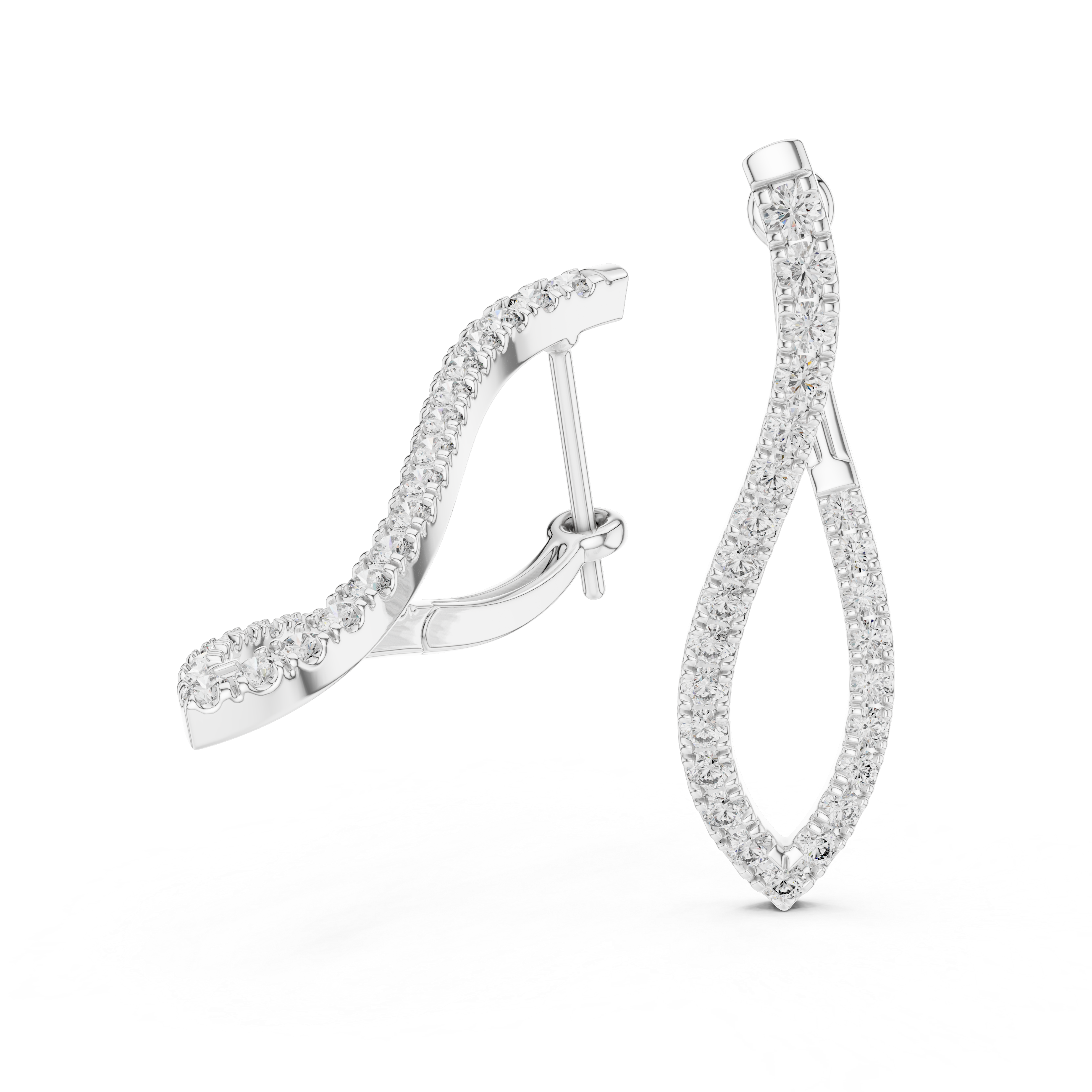 The Melbourne Earrings - Graduated Pave Diamond Wave Climbers