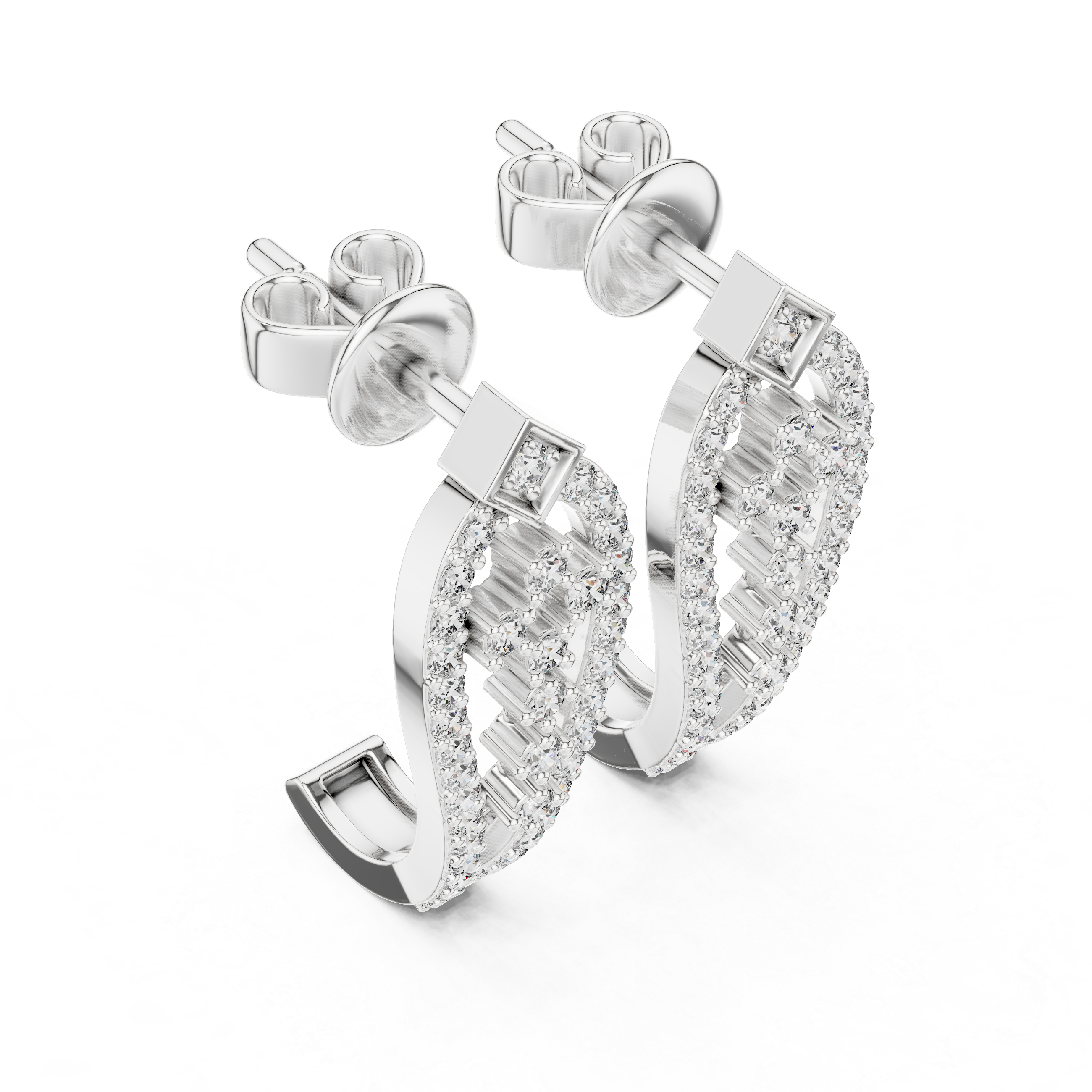 The Winchester Earrings – Open Teardrop Pavé Diamond J-Hoops