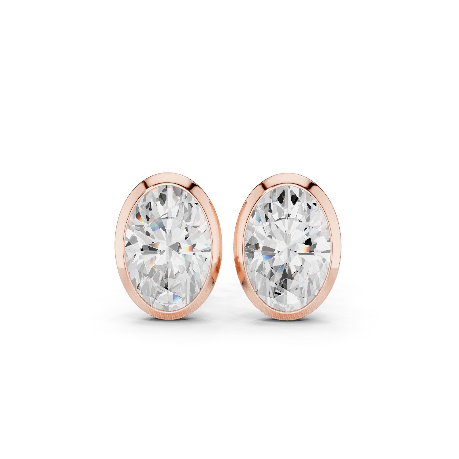 Muur Atelier Solid Gold Modern Oval Cut Bezel Solitaire Diamond Studs