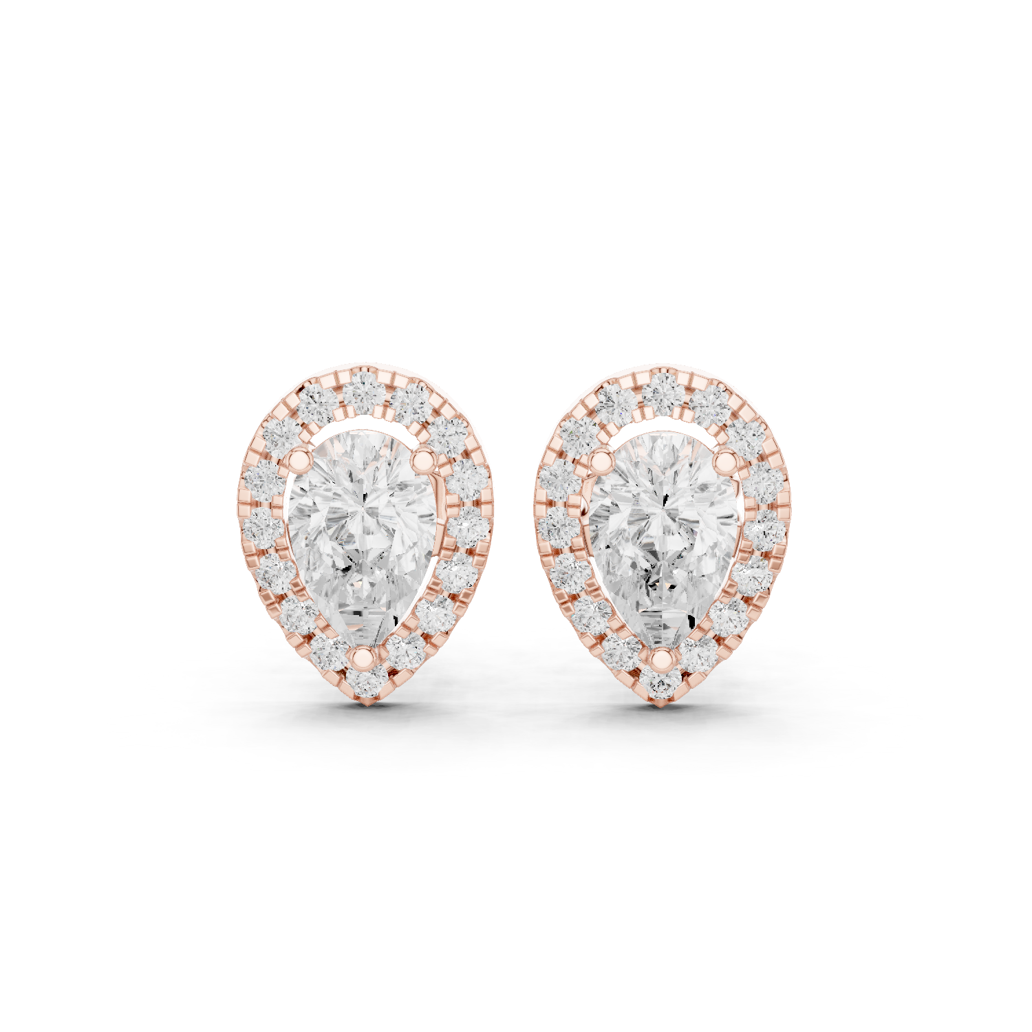 Muur Atelier Solid Gold Modern Pear Cut Diamond Halo Studs