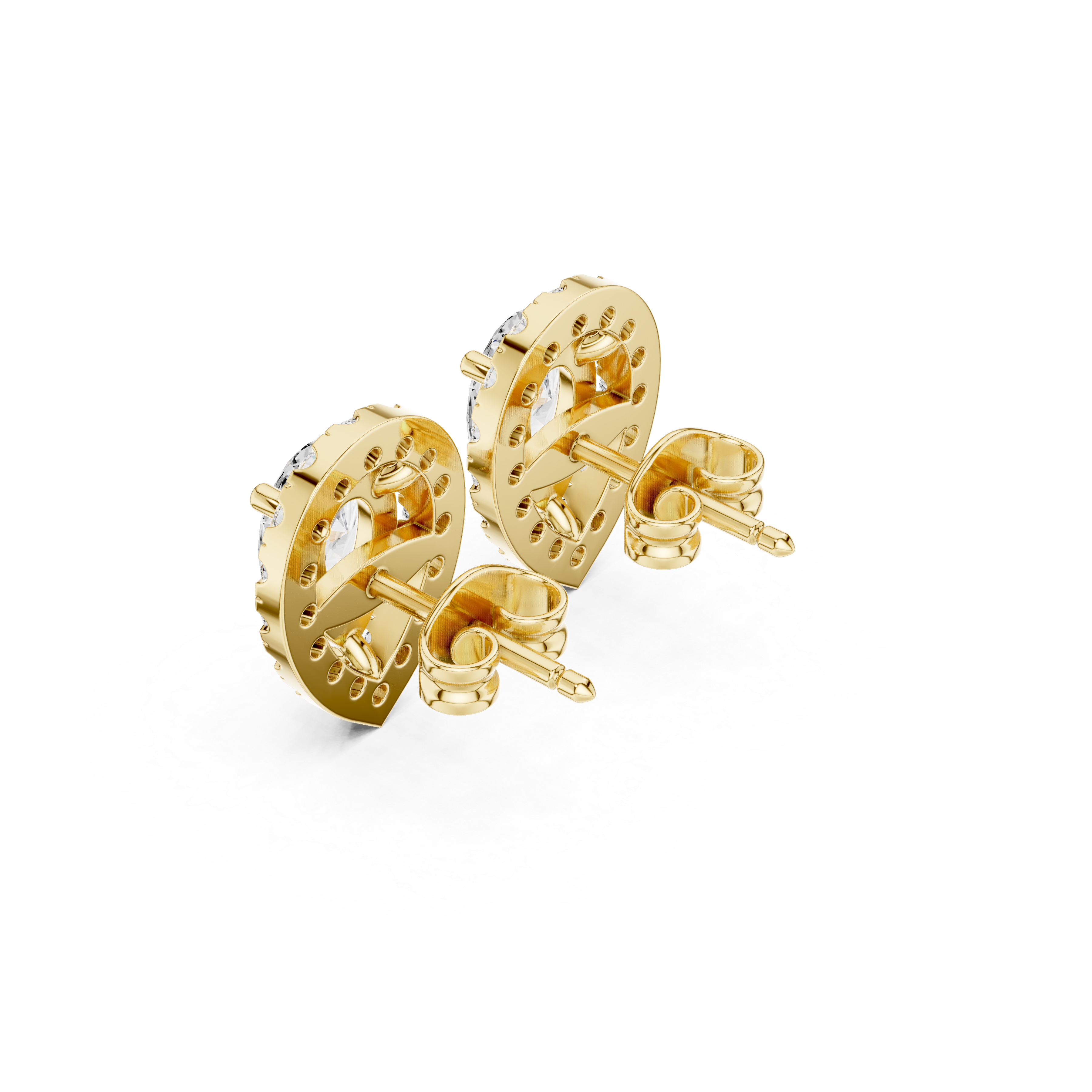 Muur Atelier Solid Gold Modern Pear Cut Diamond Halo Studs