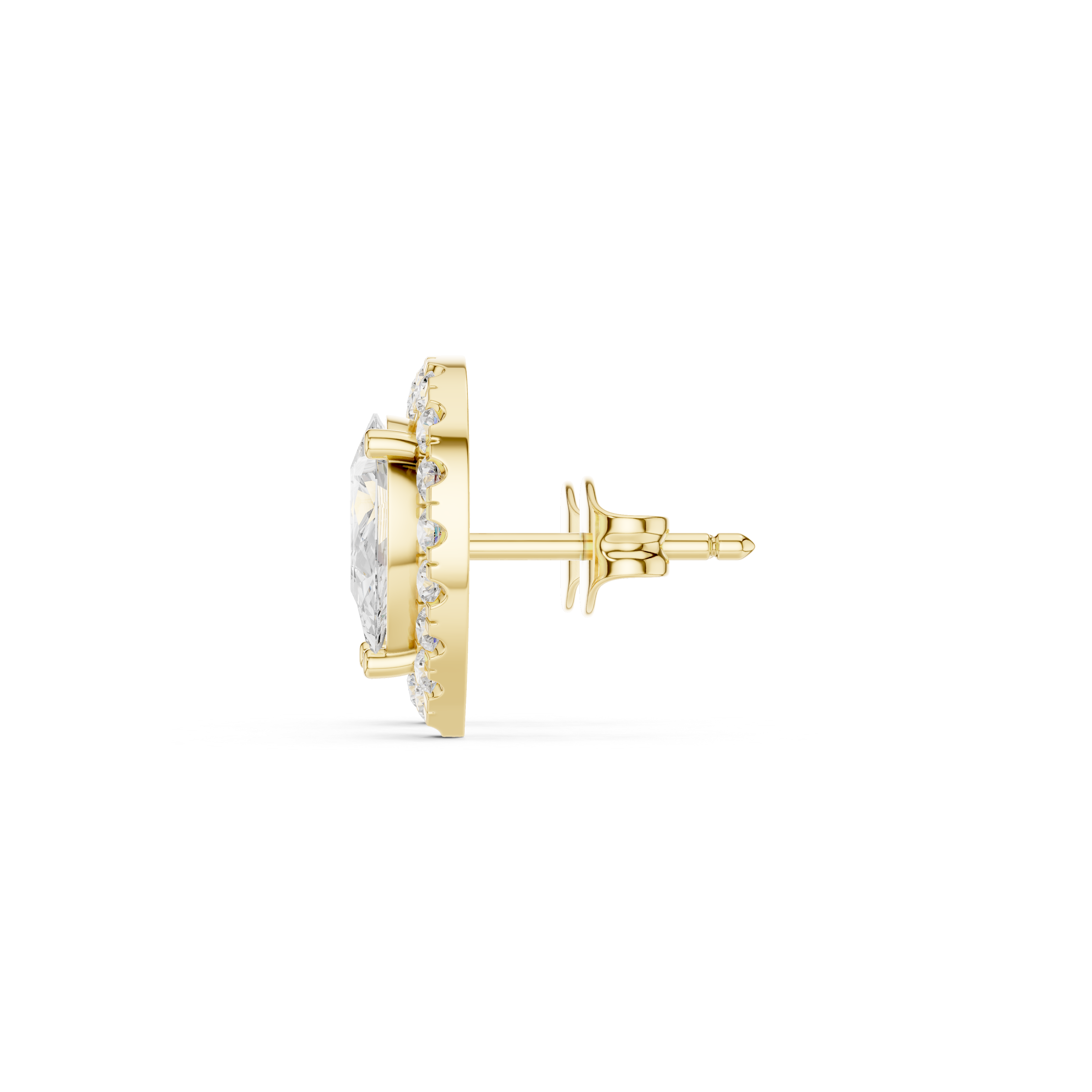 Muur Atelier Solid Gold Modern Pear Cut Diamond Halo Studs