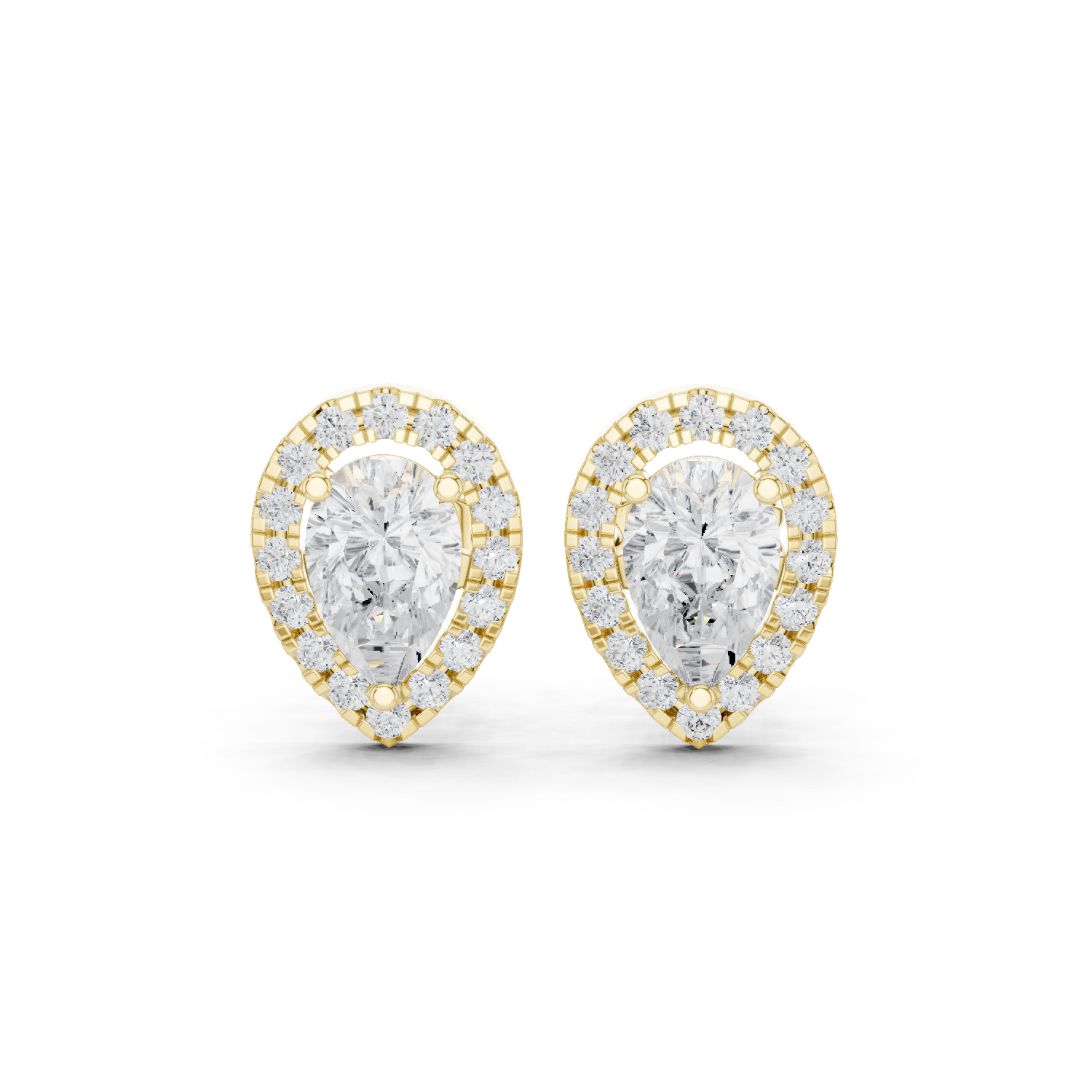 Muur Atelier Solid Gold Modern Pear Cut Diamond Halo Studs