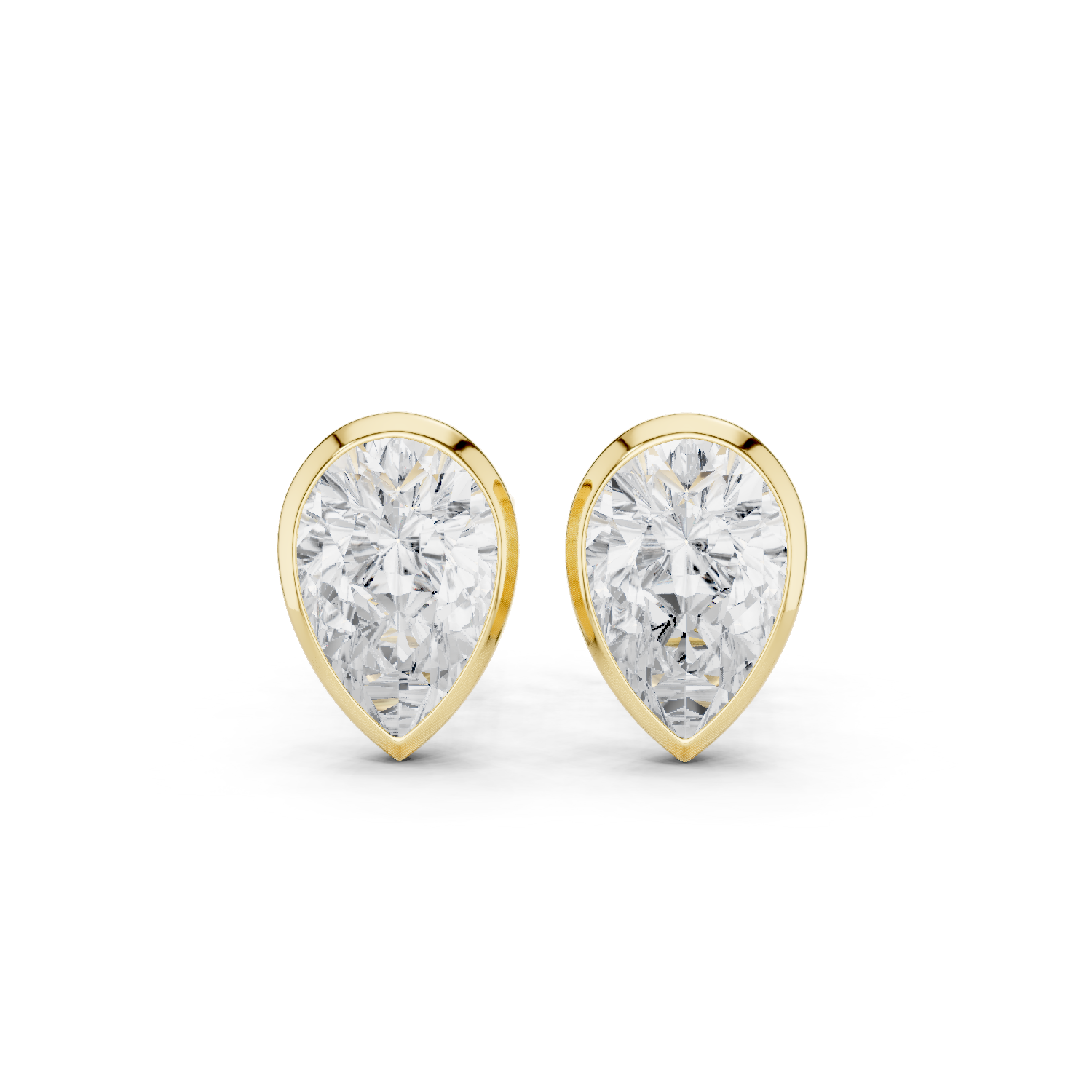 Muur Atelier Solid Gold Modern Pear Cut Bezel Solitaire Diamond Studs