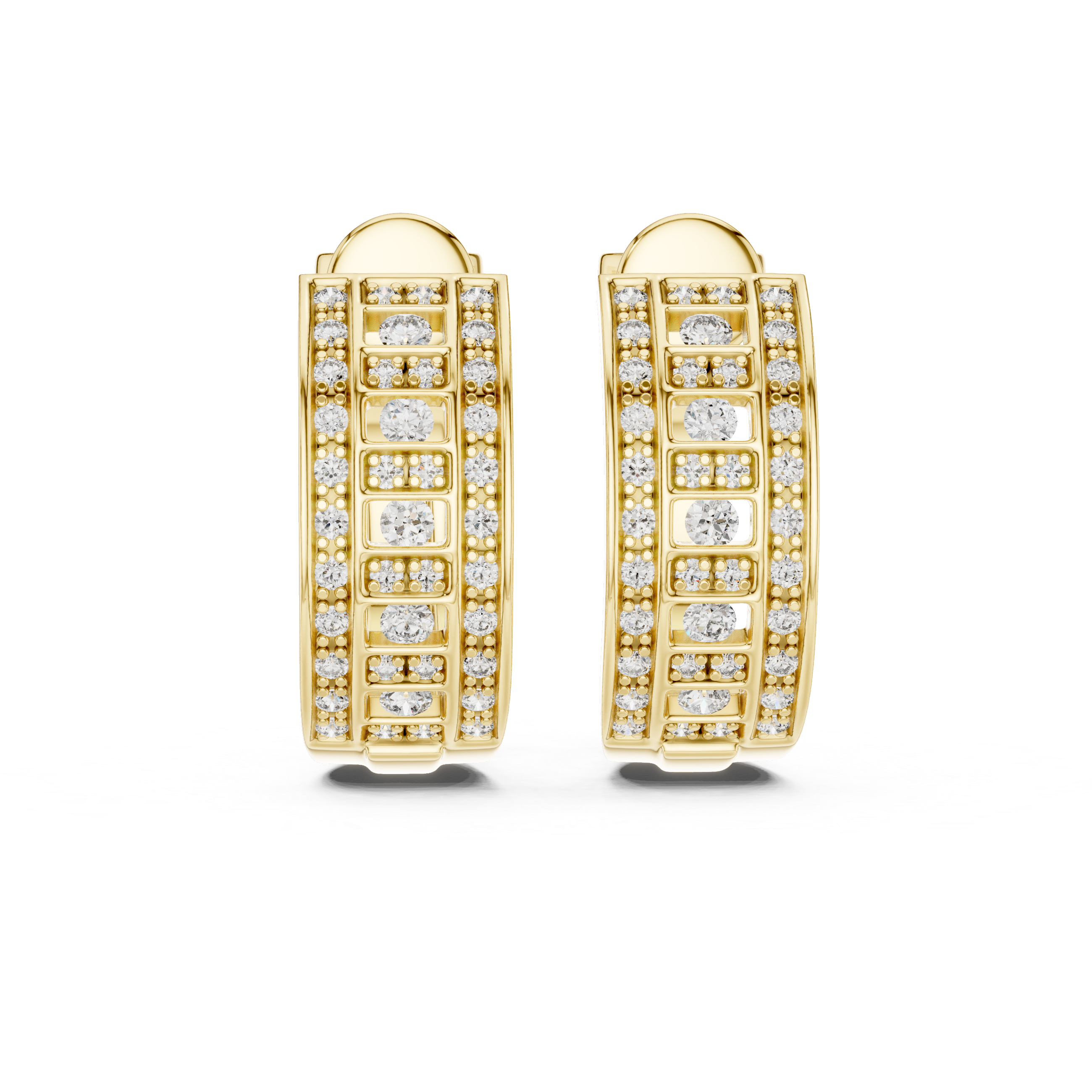 The Varenna Earrings – Wide Multi-Row Channel & Pavé Diamond Hoops