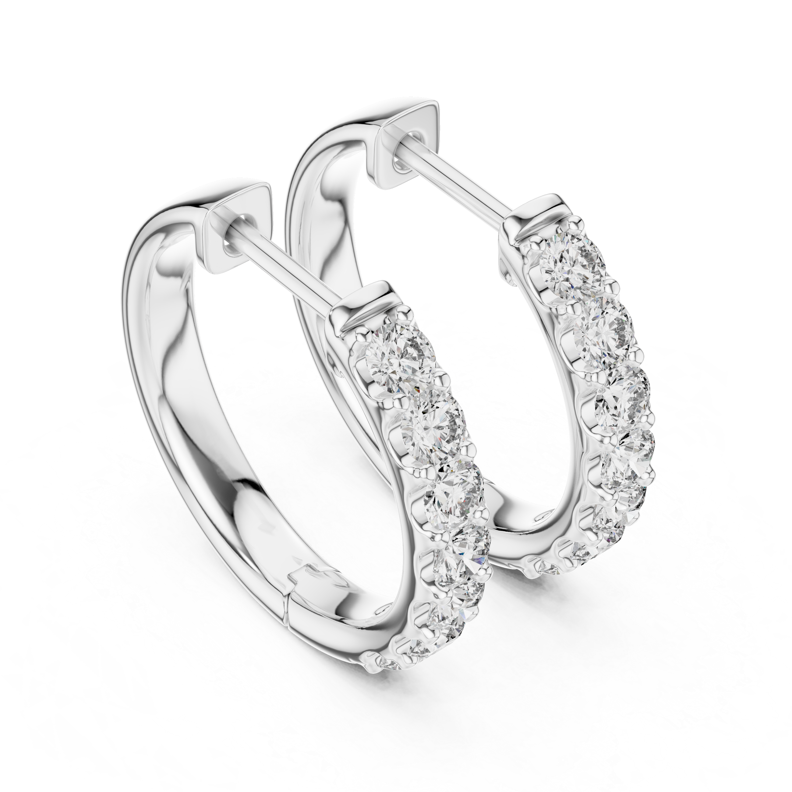 The Tokyo Hoops - U-Cut Diamond Half-Eternity Earrings