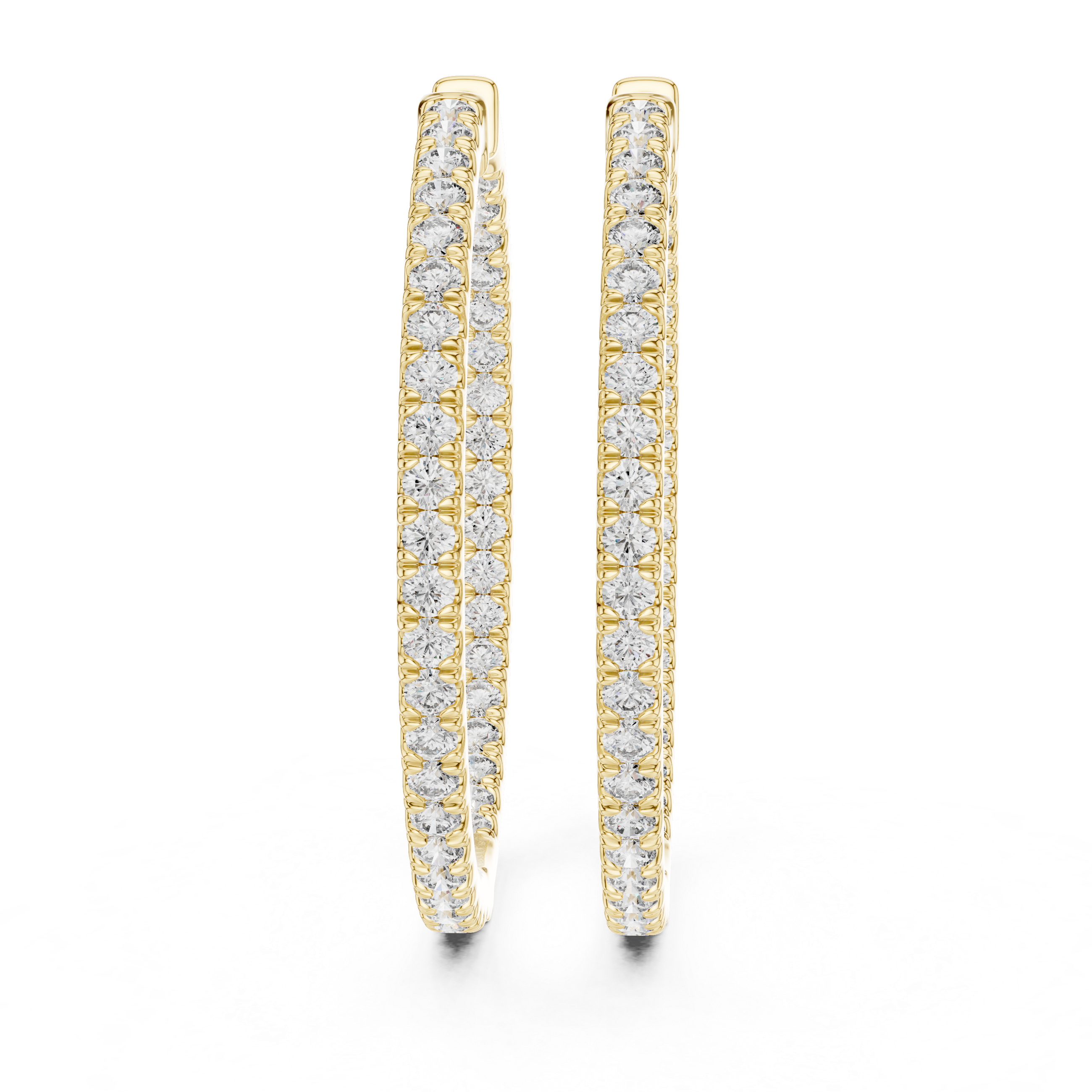 The Harrogate Earrings – Slender U-Pave Diamond Eternity Hoops
