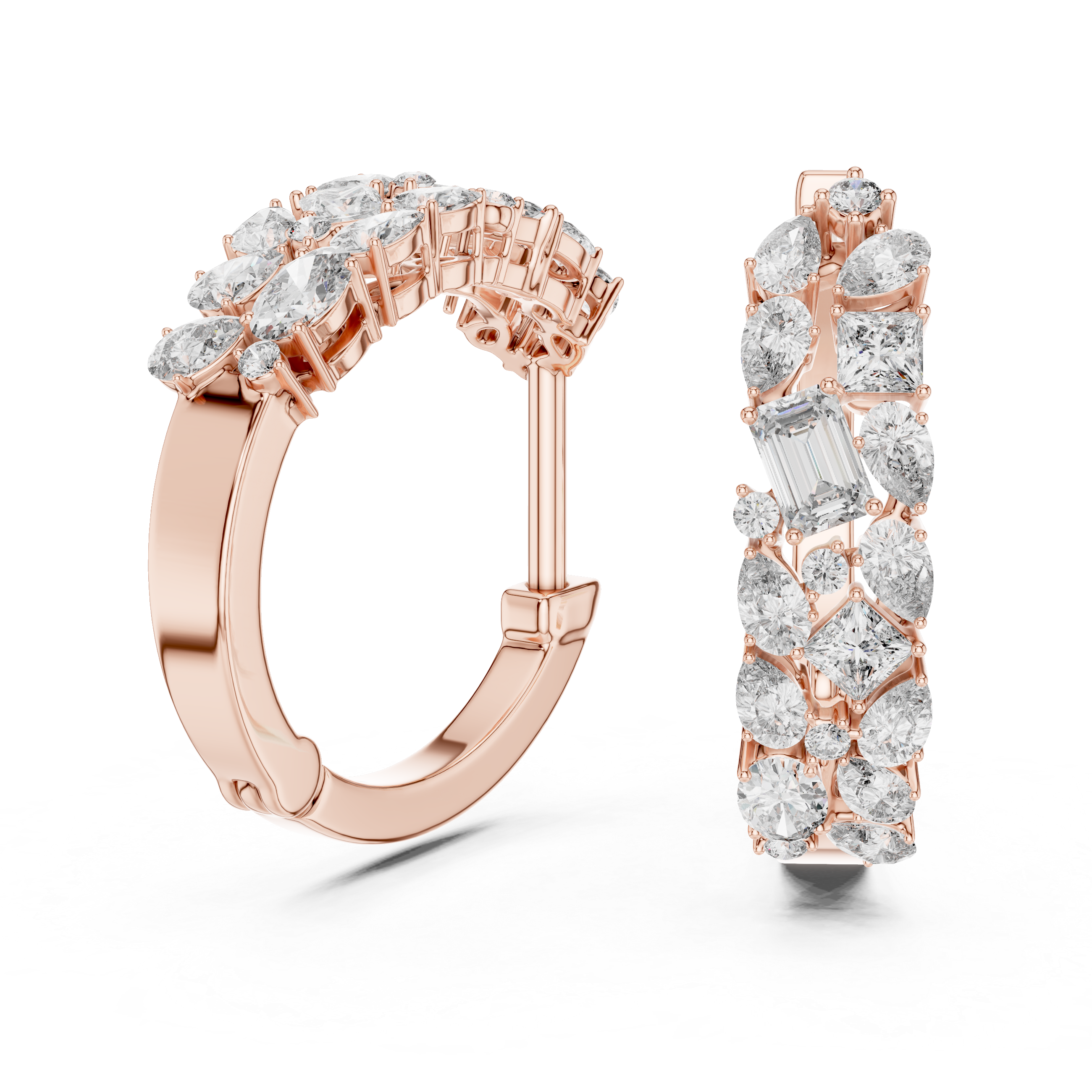 The Hamilton Hoops - Multi-Shape Diamond Mosaic Earrings