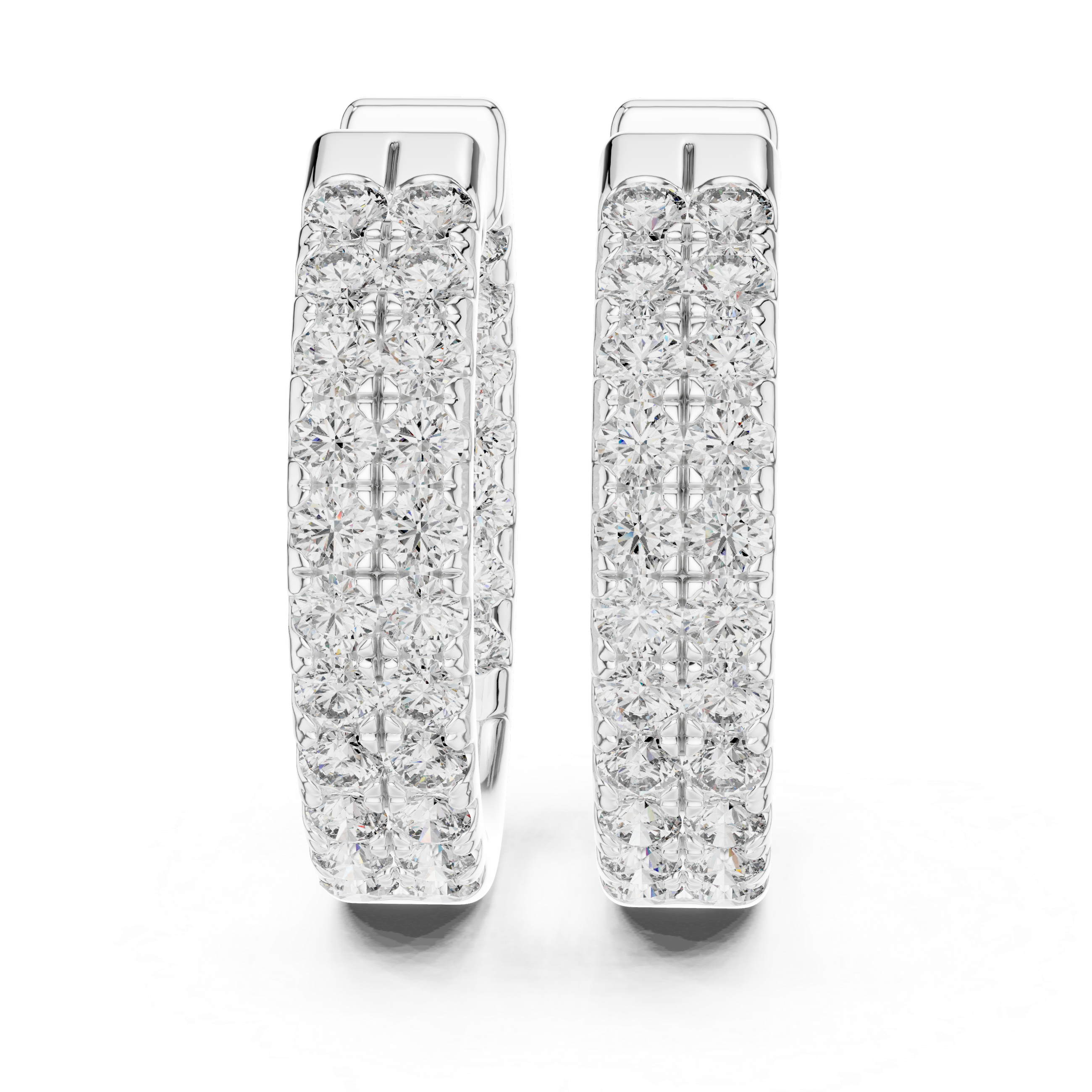 The Grasmere Earrings – Double Row U-Pavé Diamond Huggie Hoops