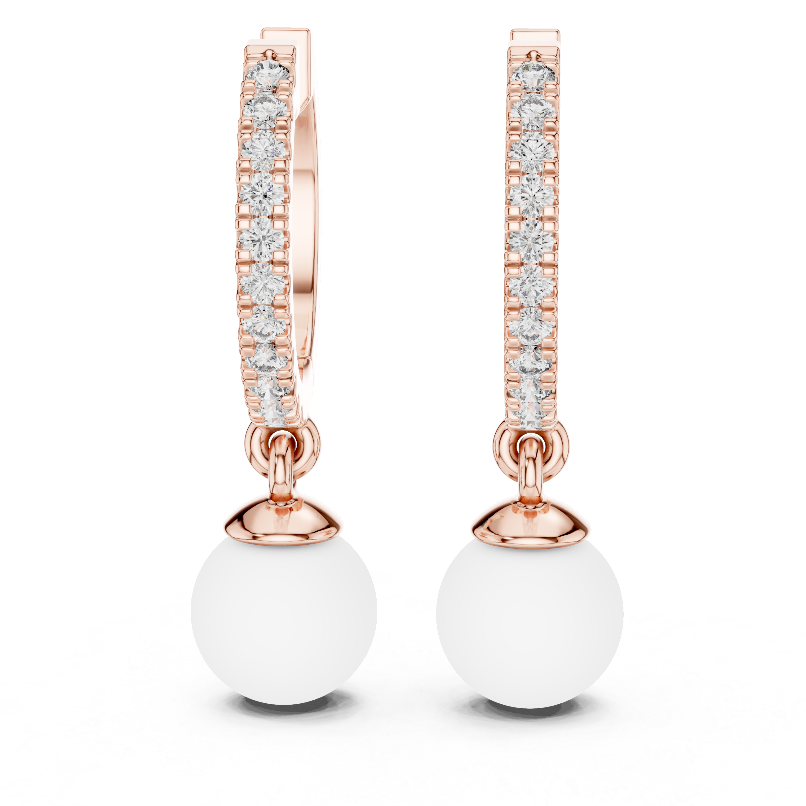 The Windermere Earrings – Pearl Drop Diamond Huggie Hoops