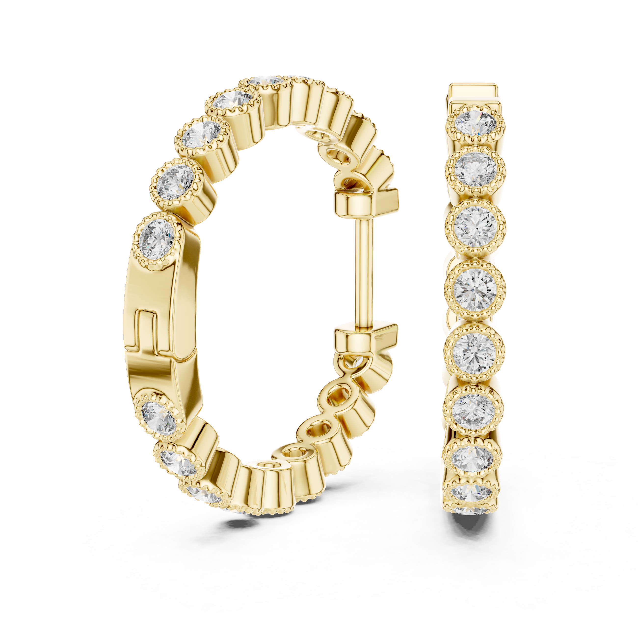 The Chicago Hoops - Bezel Set Diamond Eternity Earrings