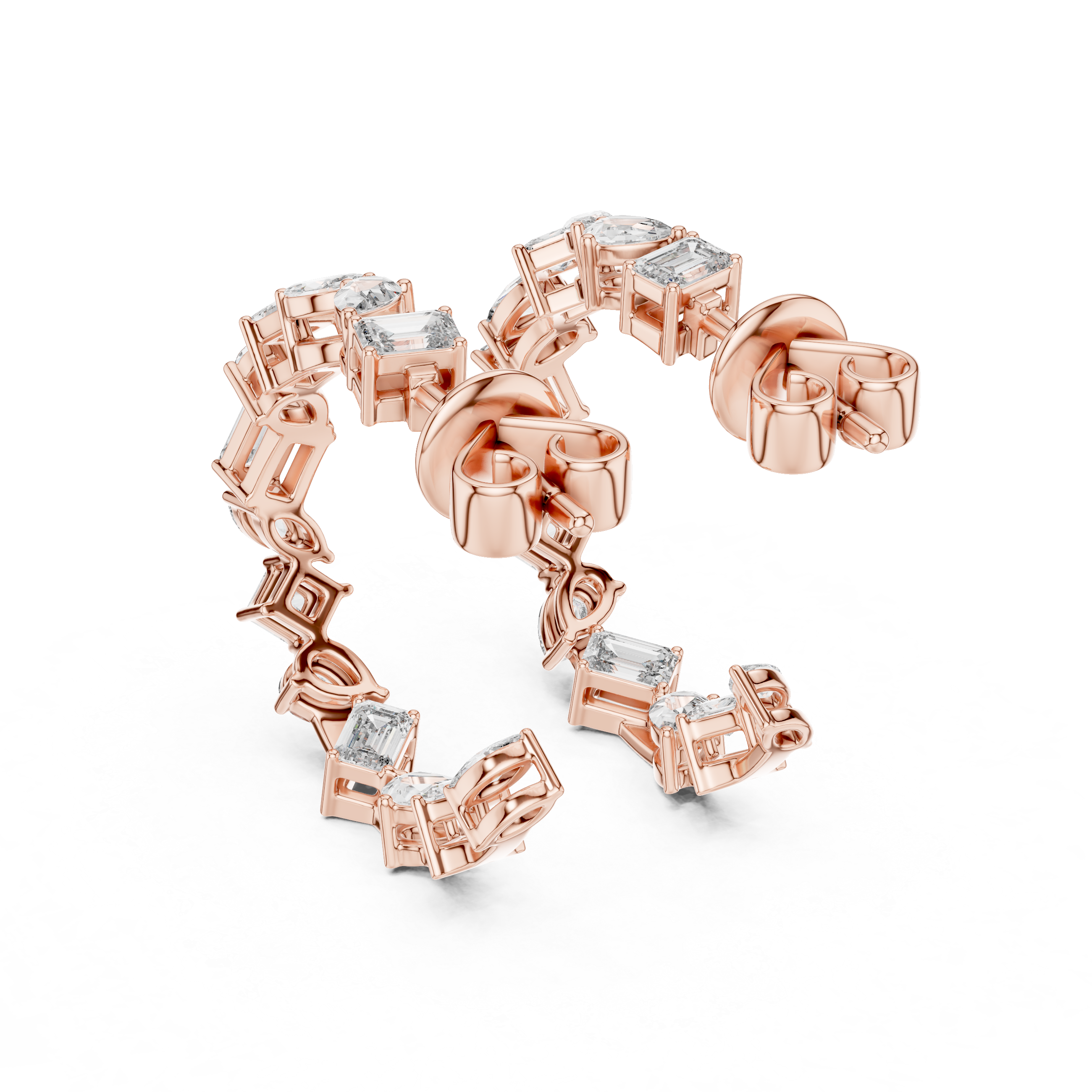 The Donghae Earrings – Mixed Shape Multi-Cut Diamond Hoop Earrings