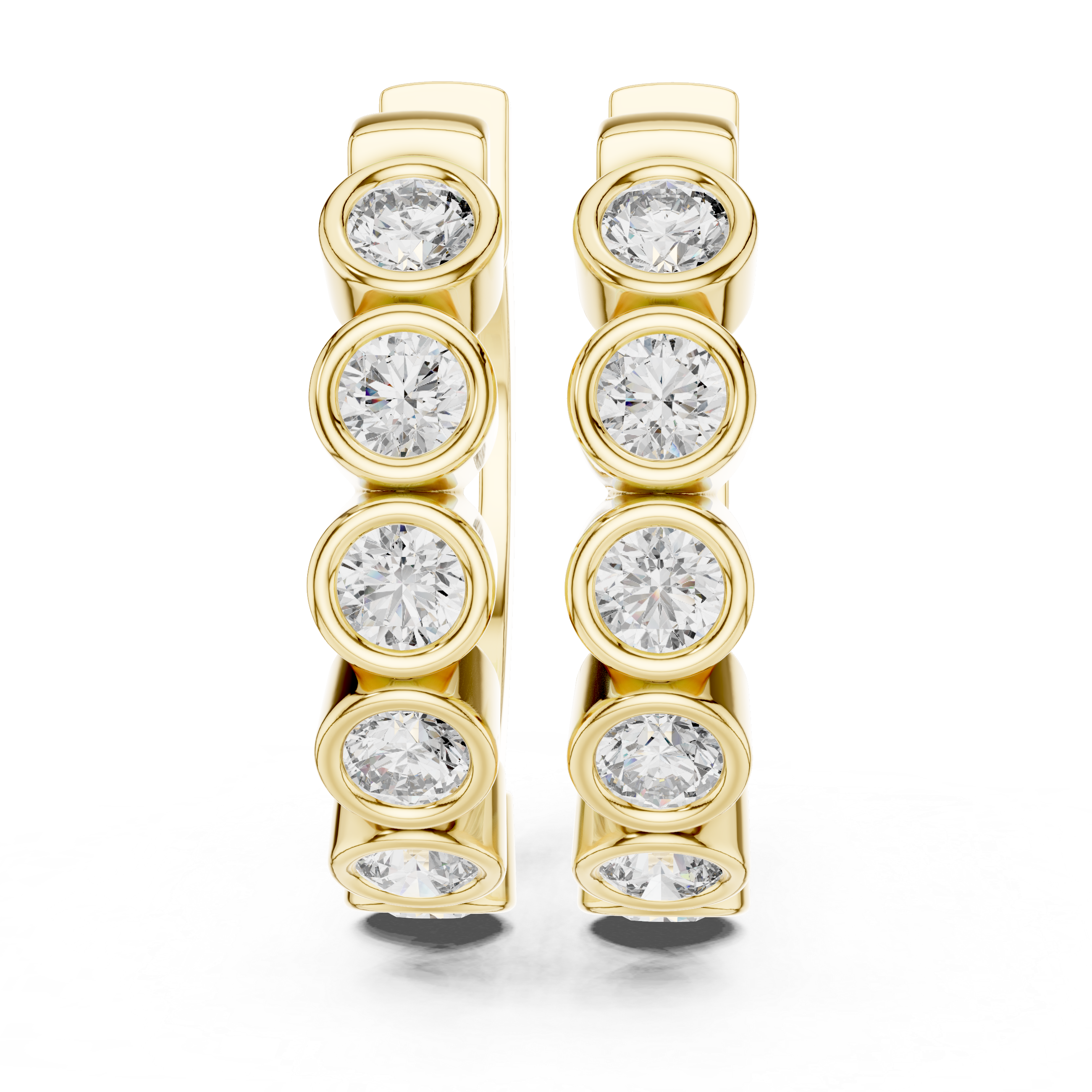The Ambleside Earrings – Bezel-Set "Bubble" Diamond Huggie Hoops
