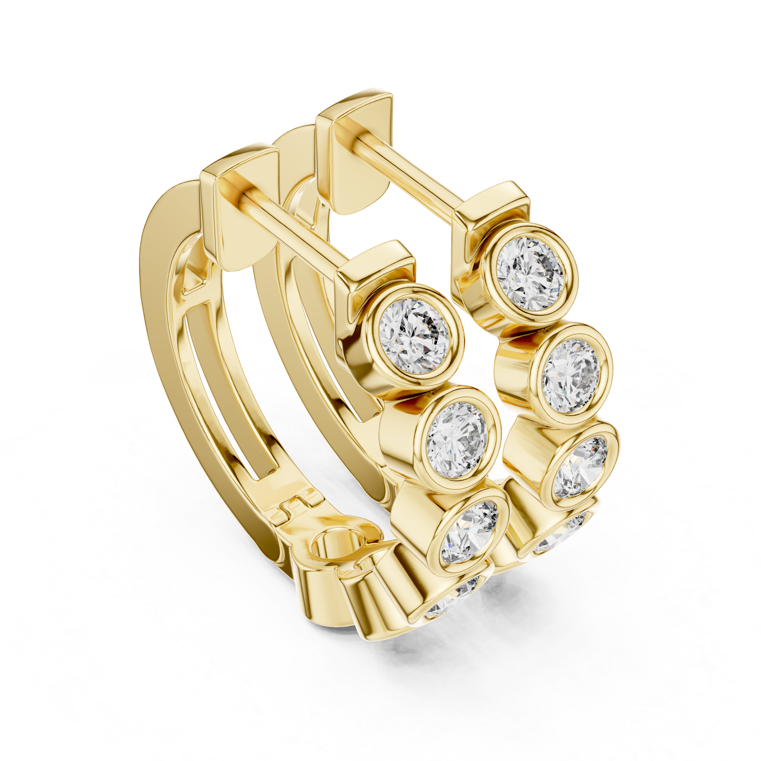 The Ambleside Earrings – Bezel-Set "Bubble" Diamond Huggie Hoops