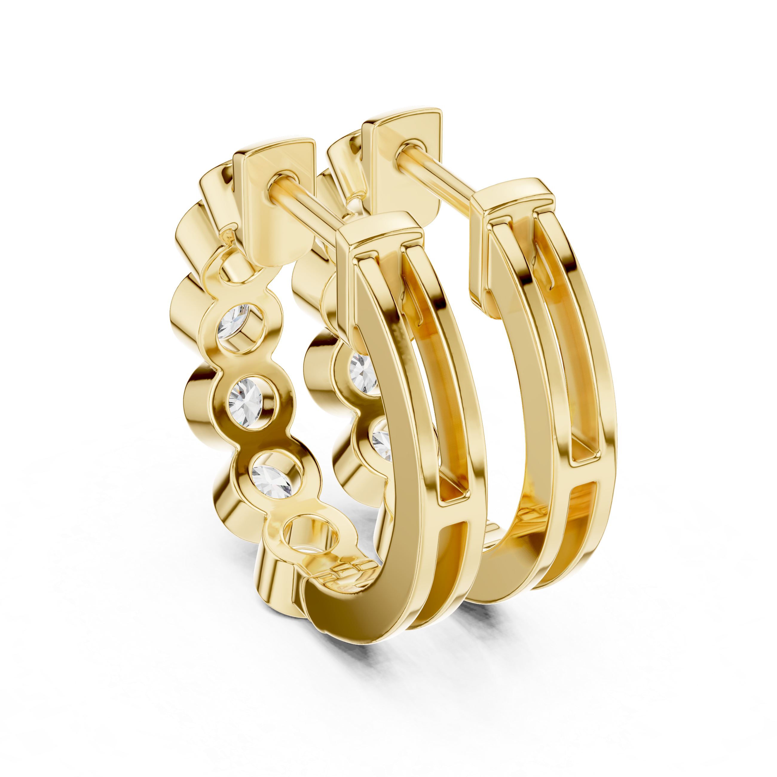 The Ambleside Earrings – Bezel-Set "Bubble" Diamond Huggie Hoops