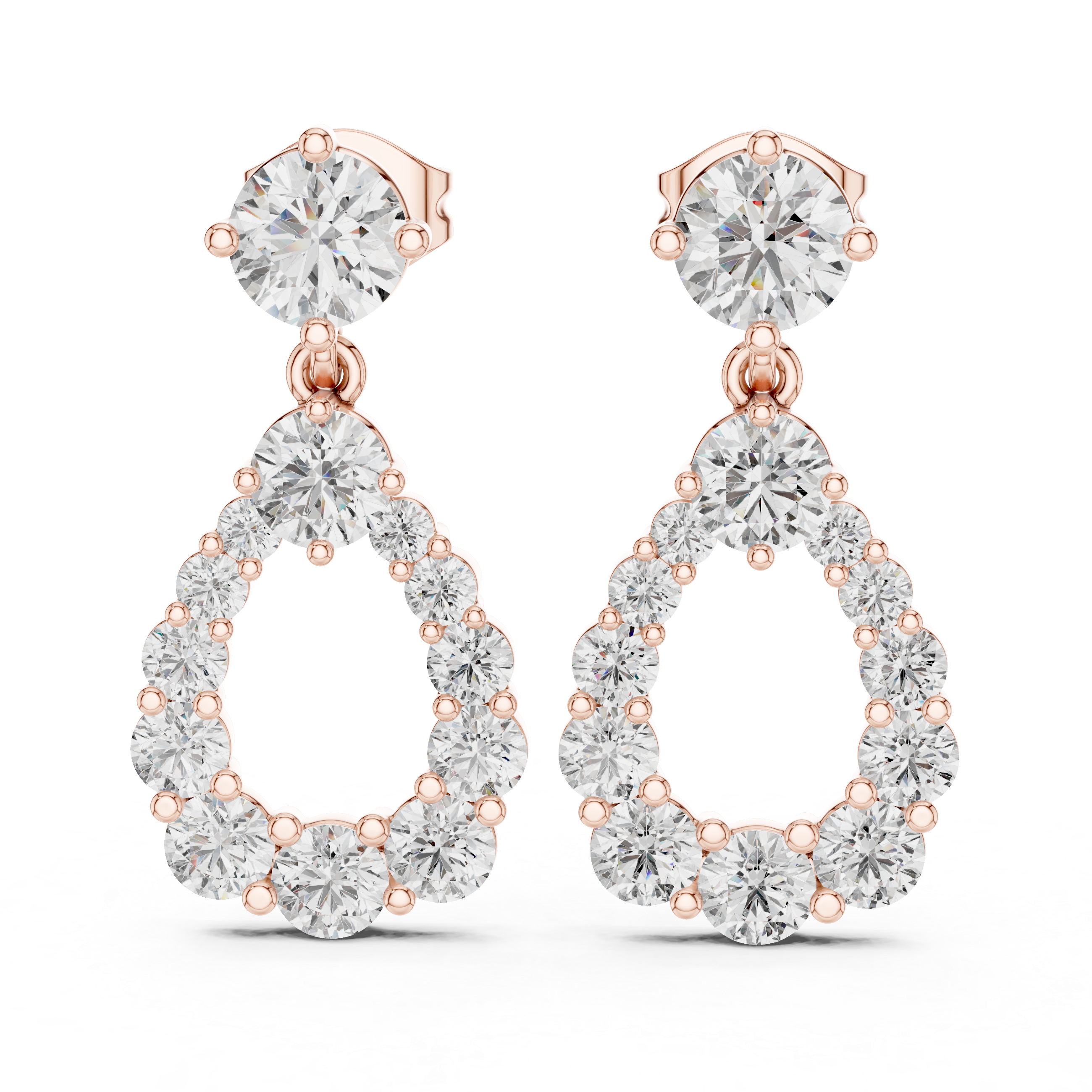 The Bilbao Earrings – Graduated Pear-Shape Collet Drop Diamond Earrings