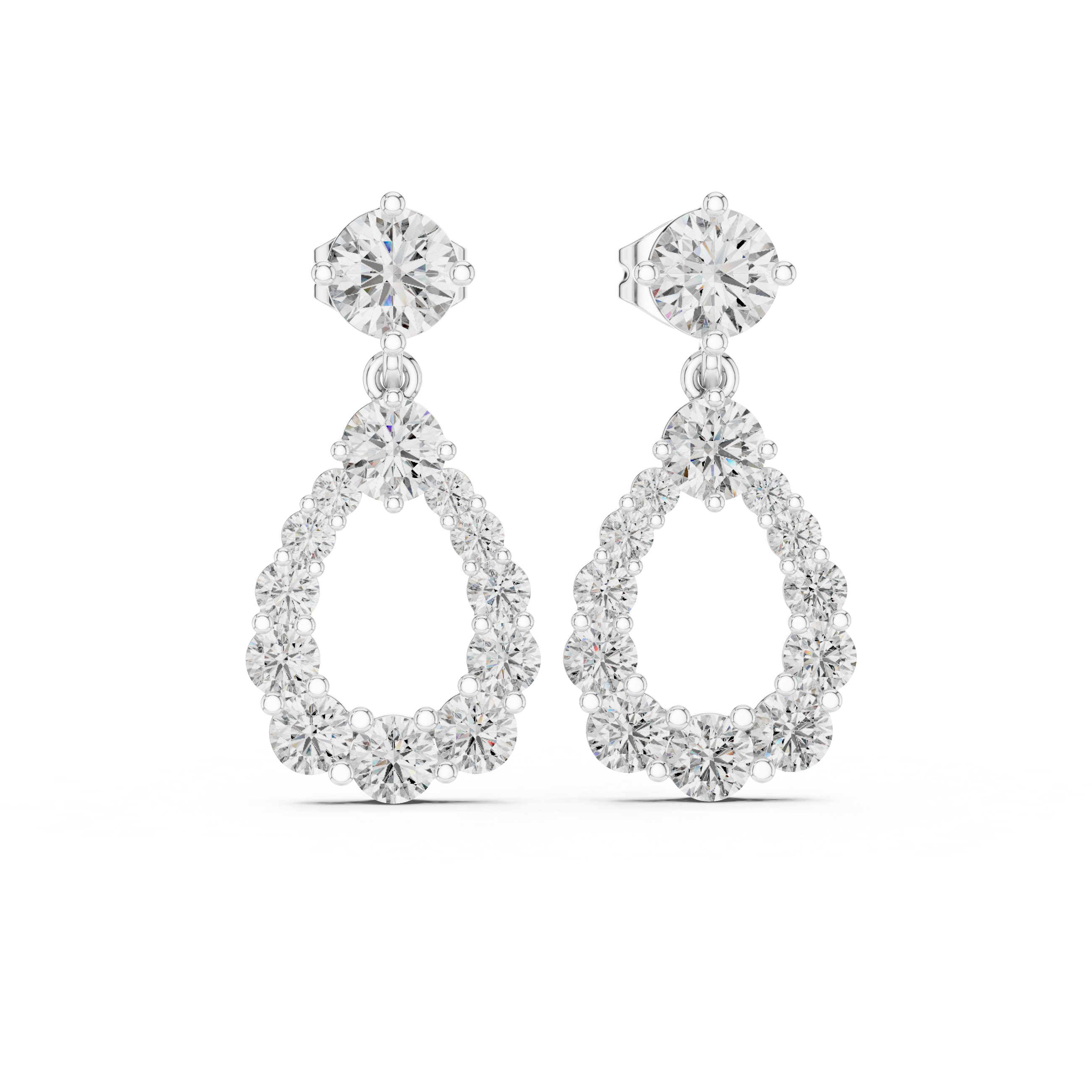 The Bilbao Earrings – Graduated Pear-Shape Collet Drop Diamond Earrings