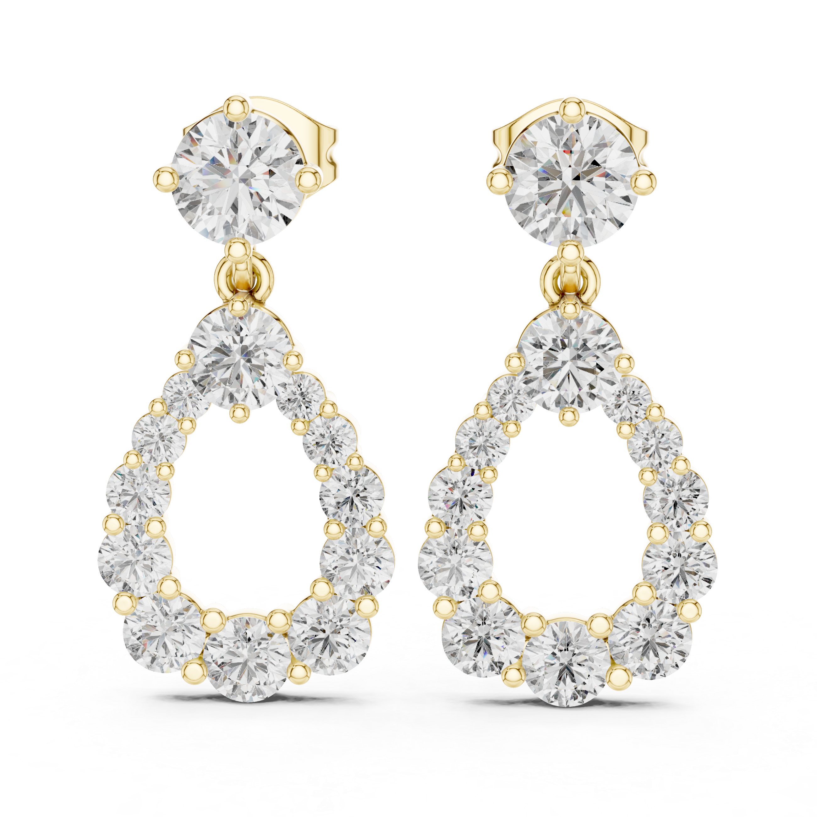 The Bilbao Earrings – Graduated Pear-Shape Collet Drop Diamond Earrings
