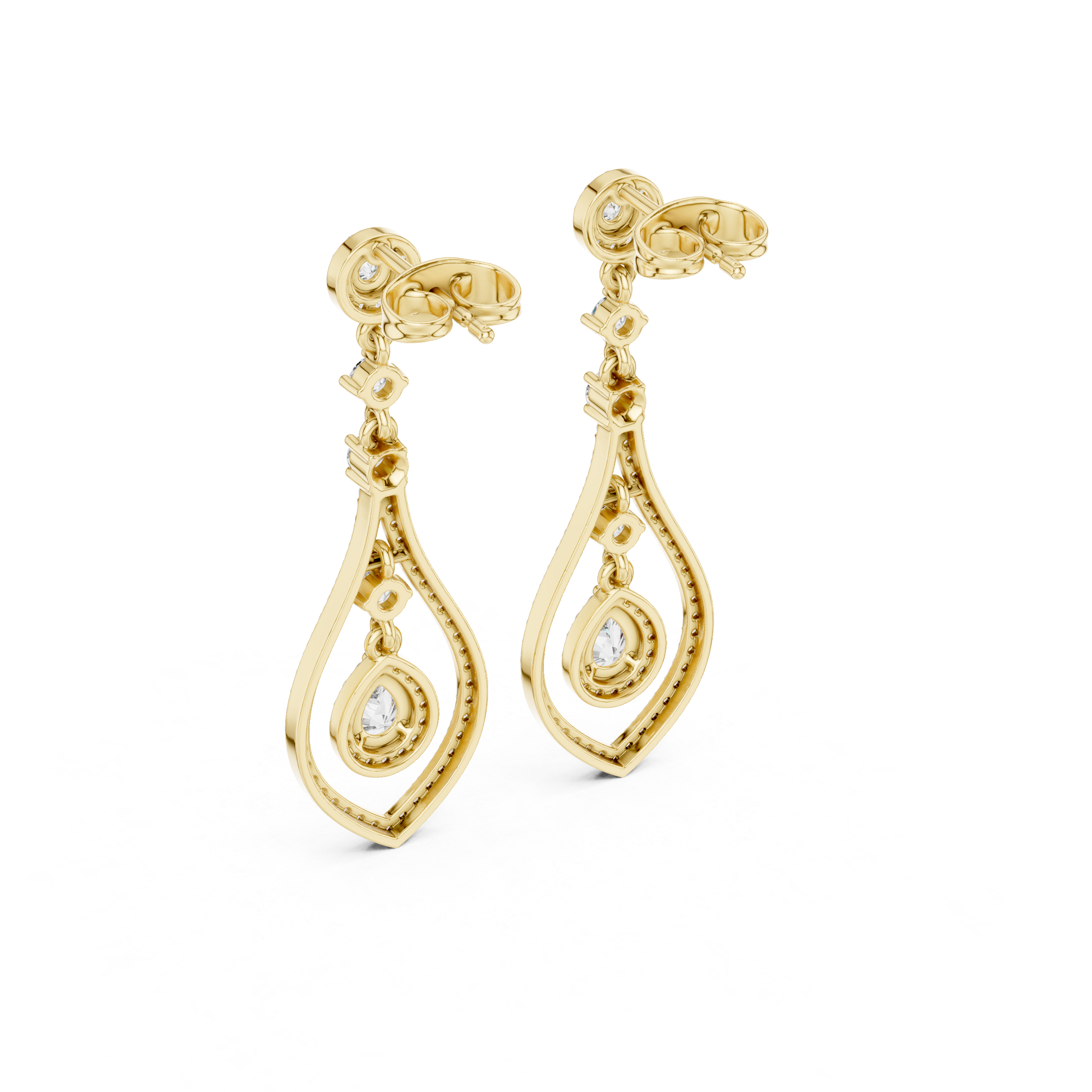 The Pullach Earrings - Open Teardrop Diamond Dangle Earrings